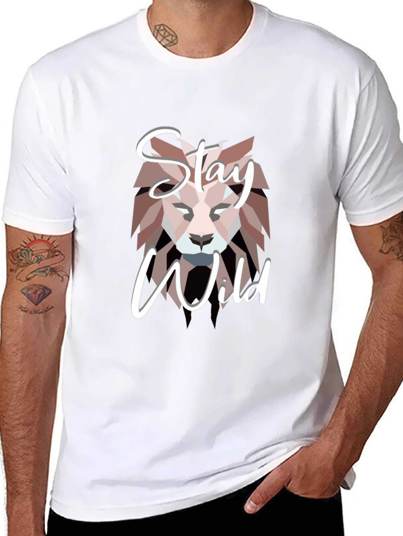 Stay Wild Lion Graphic Black T-Shirt