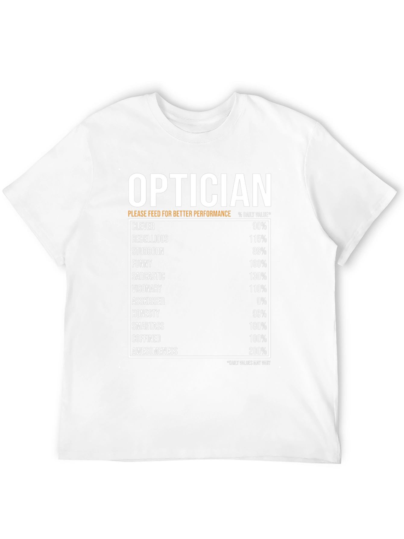 Optician Humor T-Shirt: Daily Value Specs