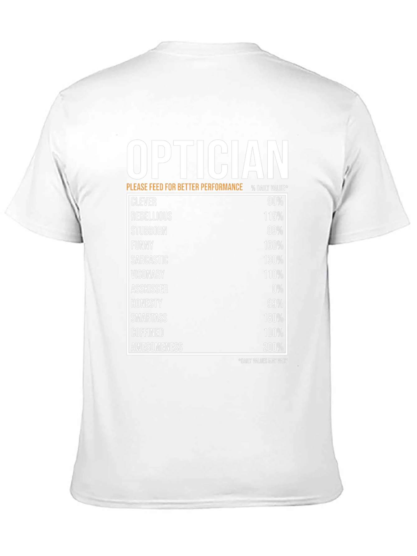 Optician Humor T-Shirt: Daily Value Specs