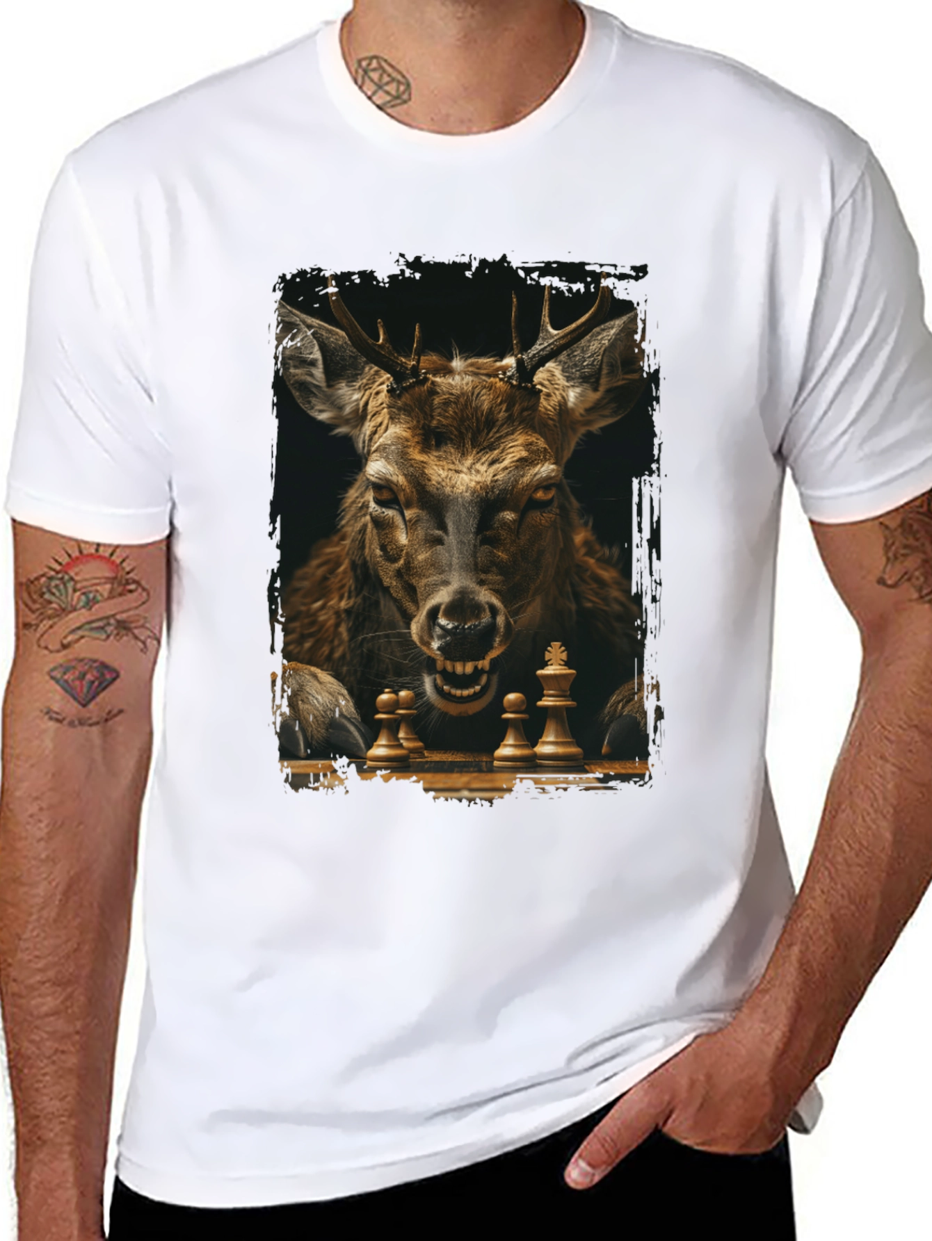Chess Deer Graphic Tee - Unique Animal Design
