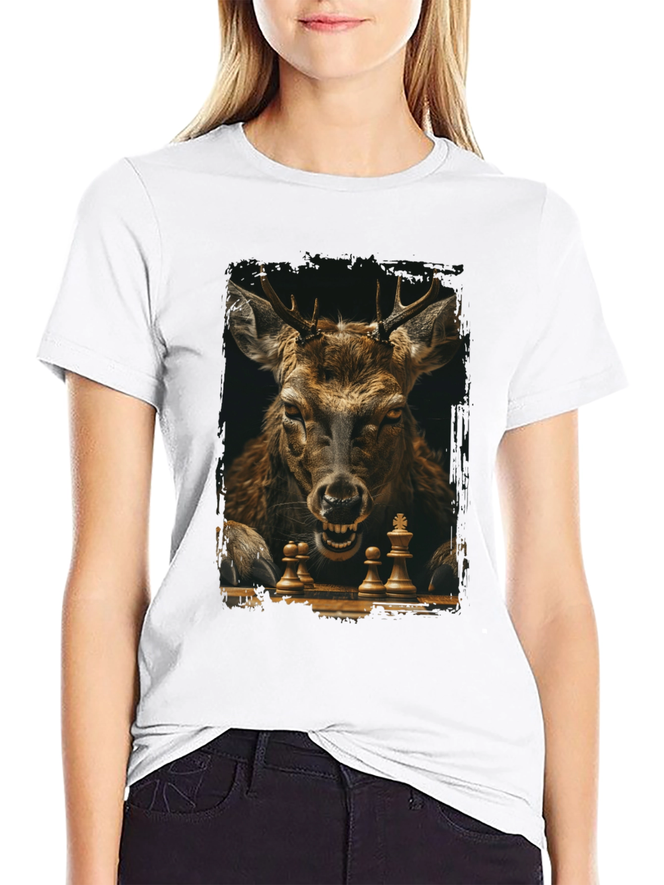 Chess Deer Graphic Tee - Unique Animal Design