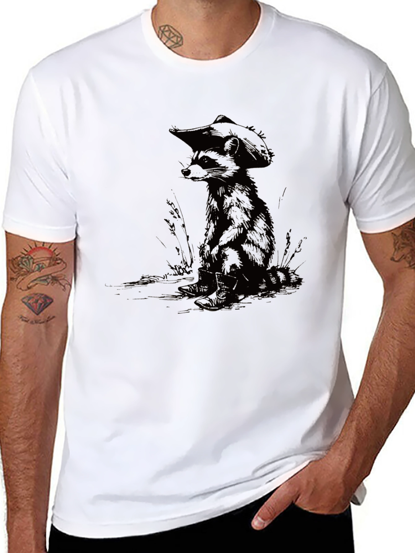 Raccoon Cowboy Graphic Tee - Cool Casual Style