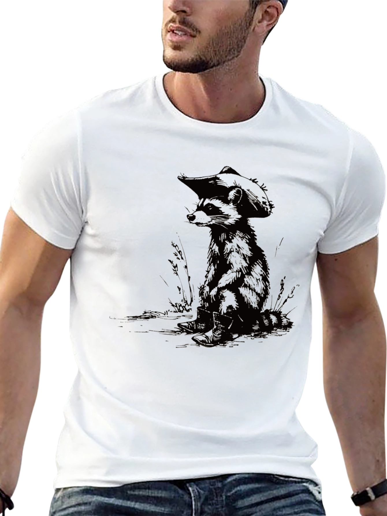 Raccoon Cowboy Graphic Tee - Cool Casual Style