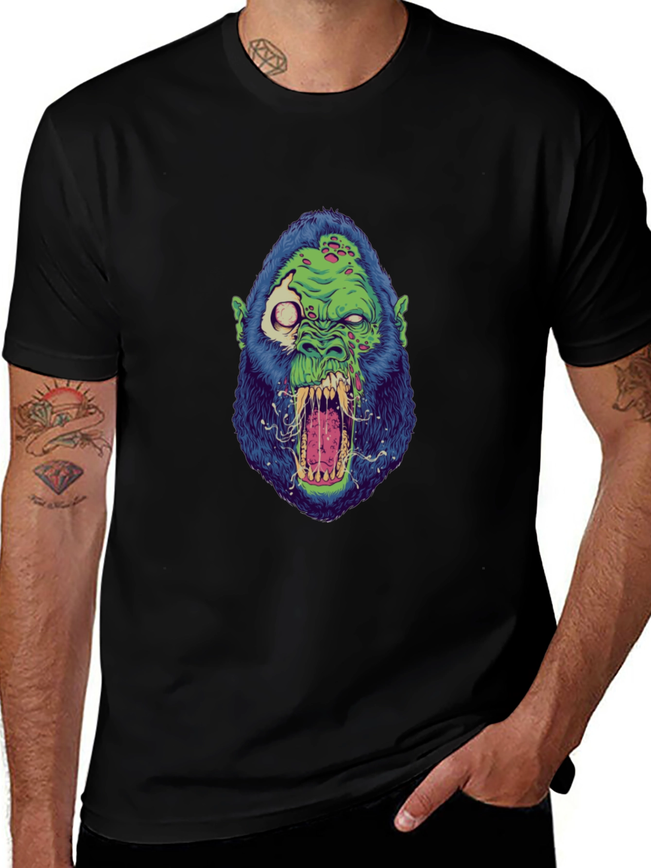 Zombie Gorilla Graphic Tee - Black
