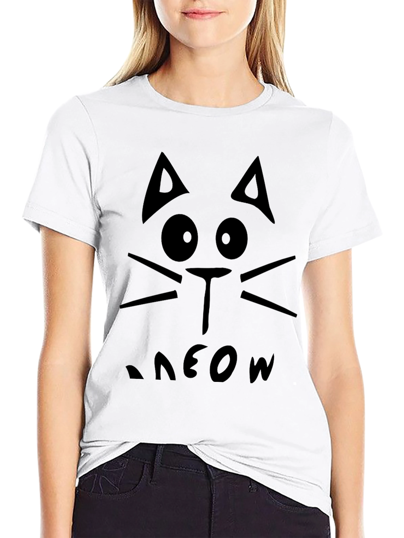 Black Cat Meow Graphic Tee