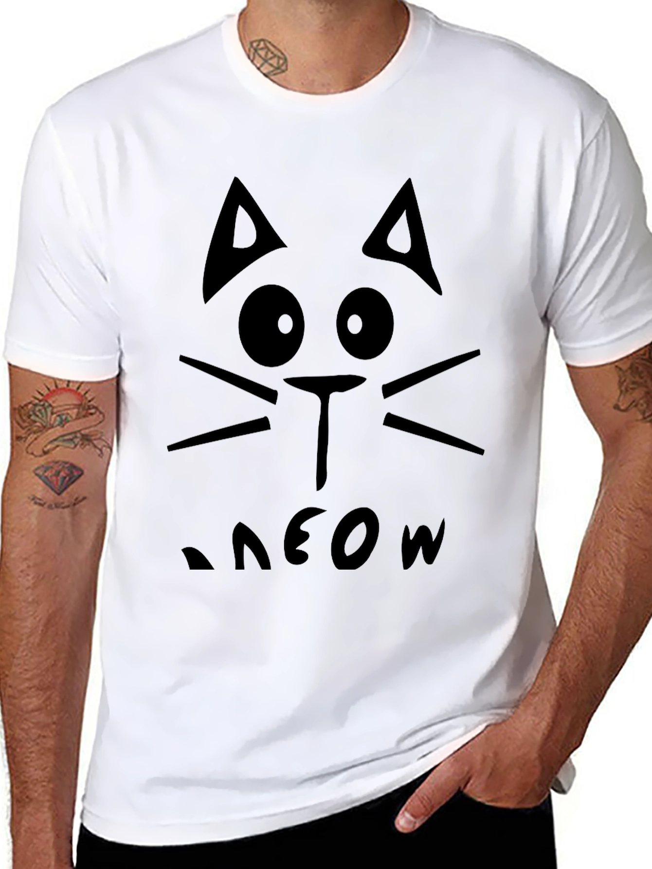 Black Cat Meow Graphic Tee
