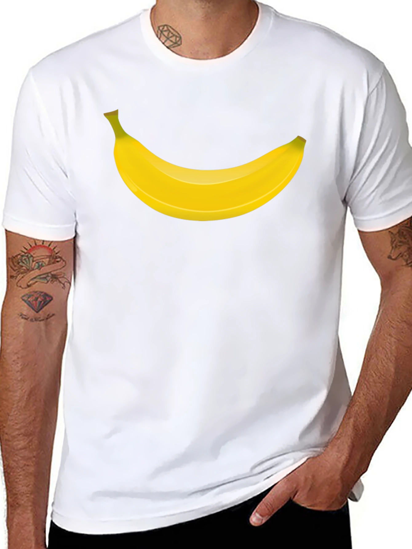 Banana Graphic Tee - Black Cotton Blend Casual Shirt