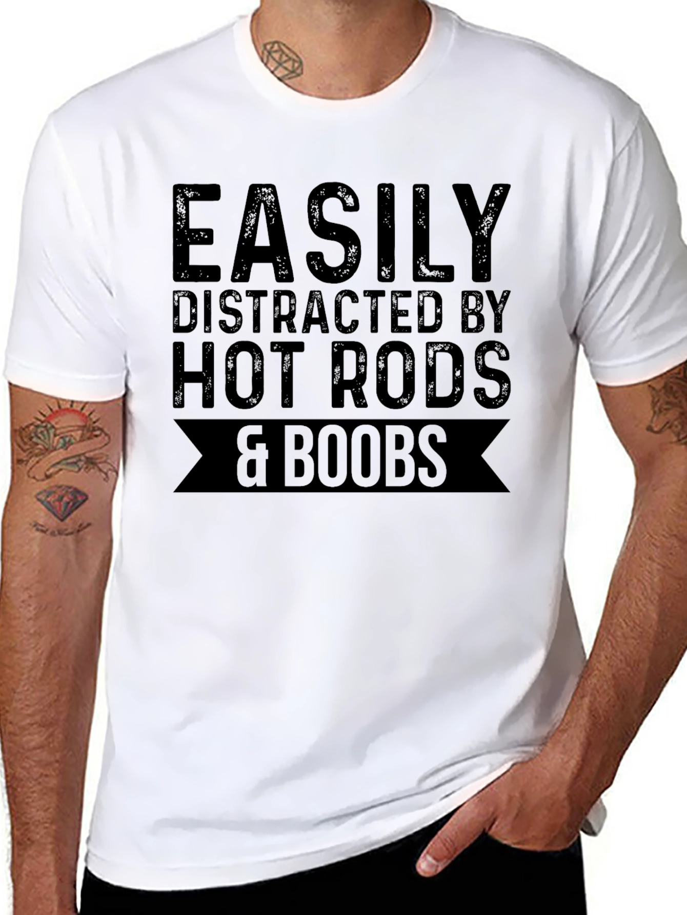 Easily Distracted Hot Rods & Boobs Graphic Tee