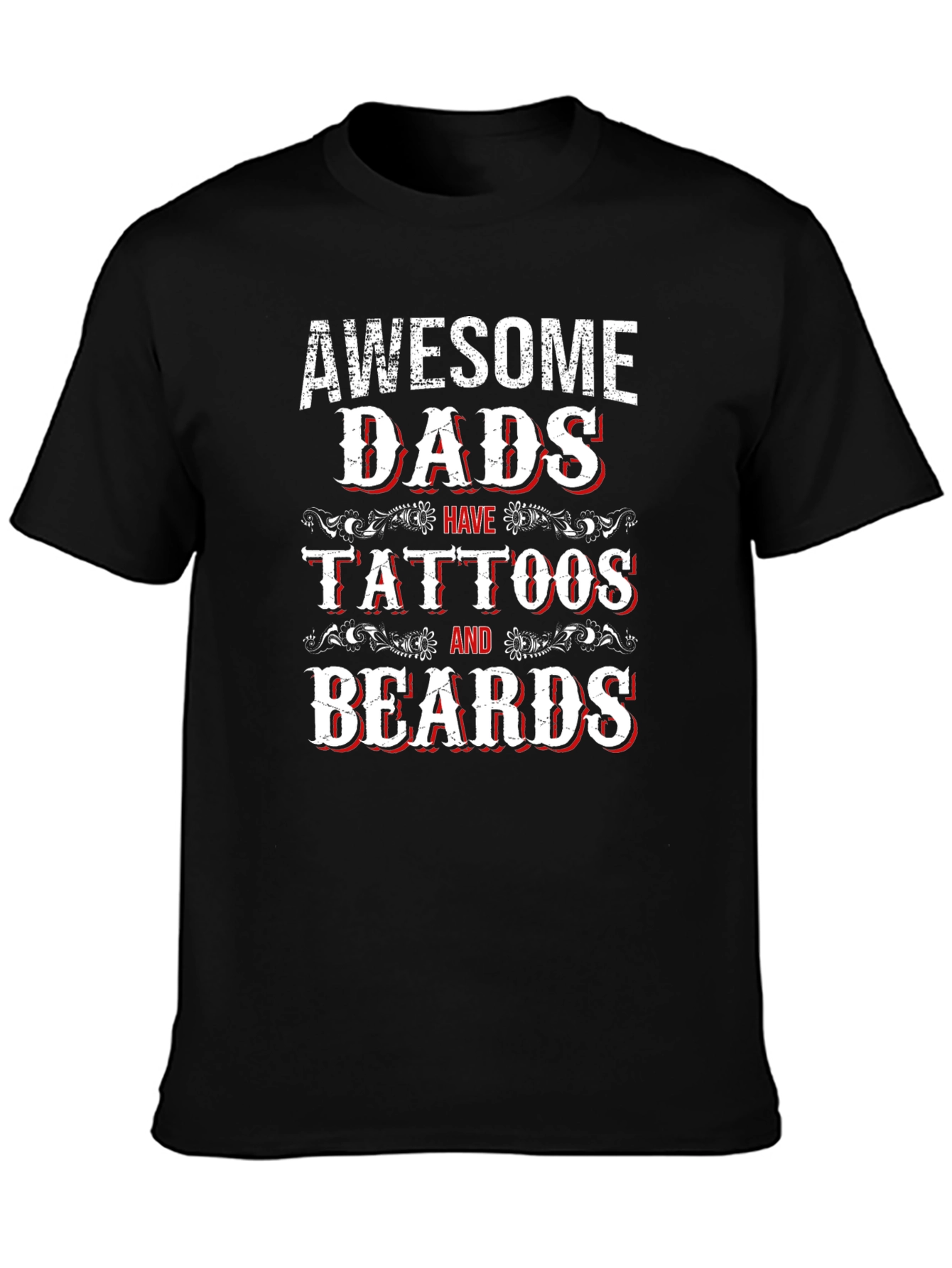 Awesome Dads Tattoos & Beards Graphic T-Shirt
