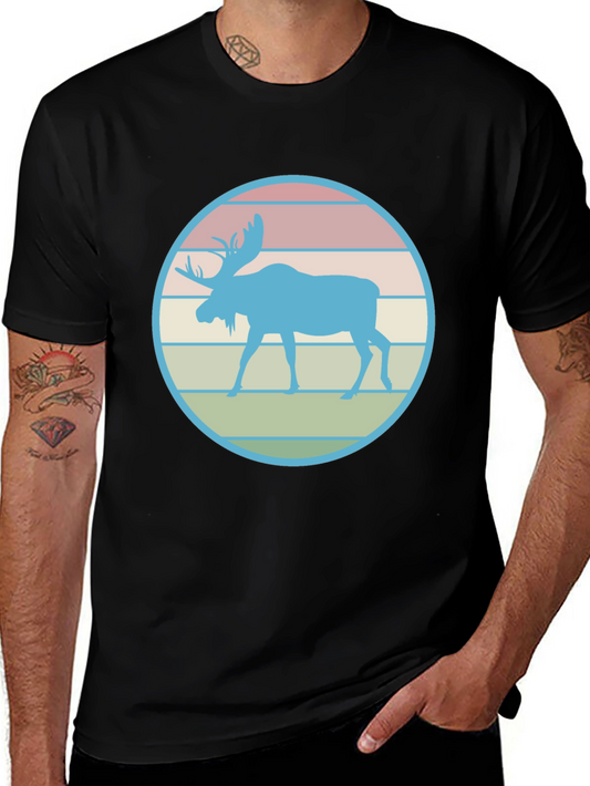 Retro Moose Graphic Tee - Black
