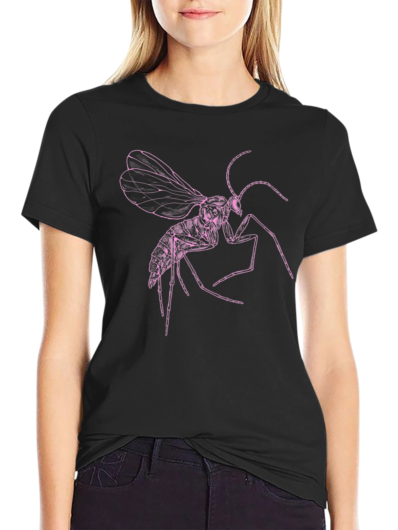 Insect Graphic Print Black T-Shirt
