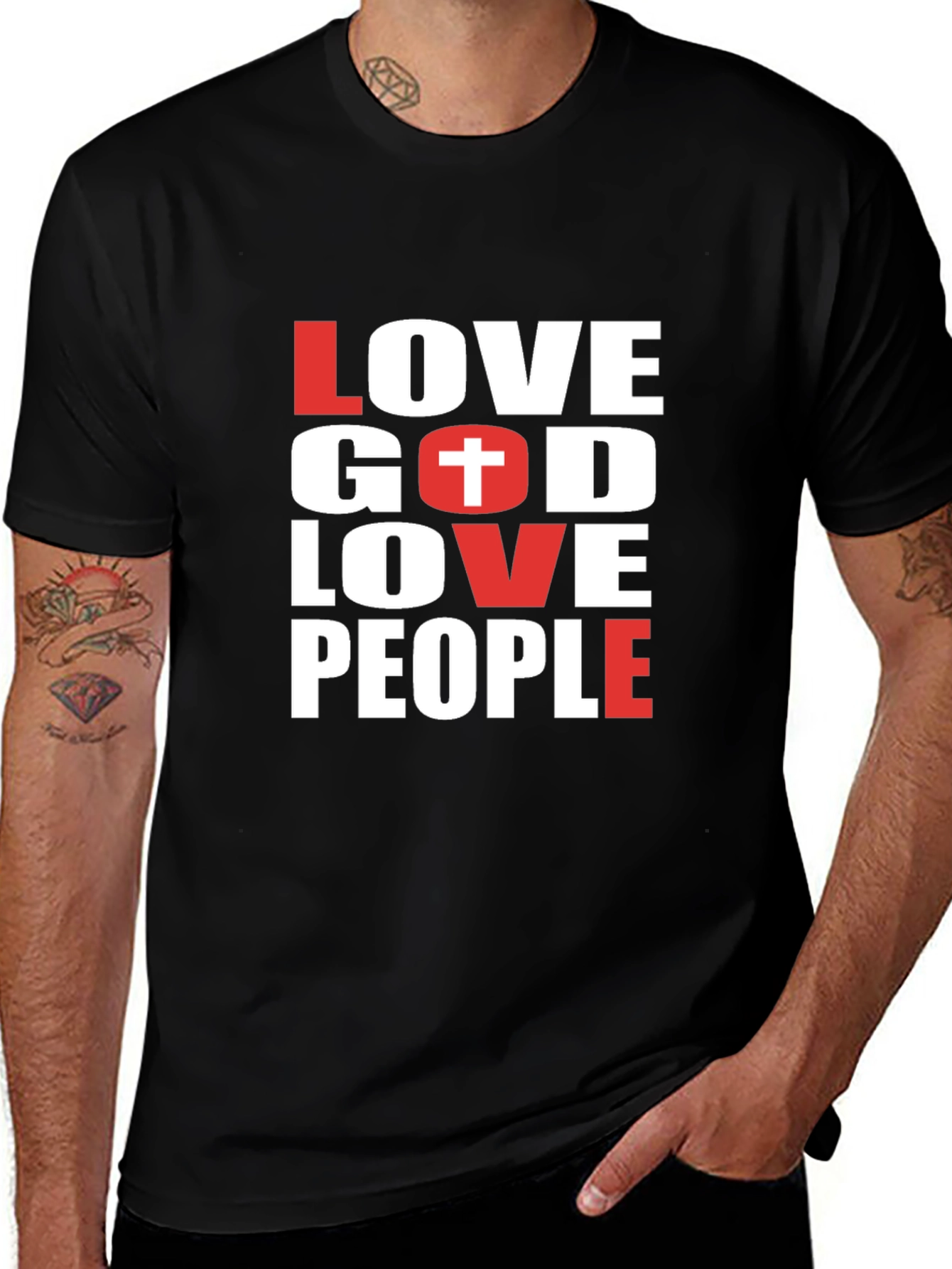 Love God Love People Black T-Shirt