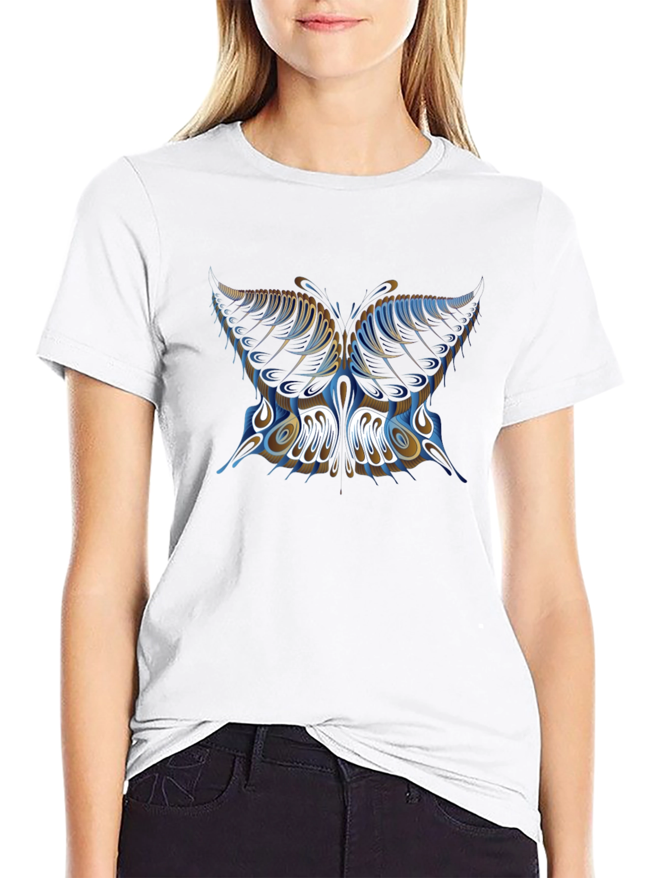 Butterfly Graphic Print Black T-Shirt