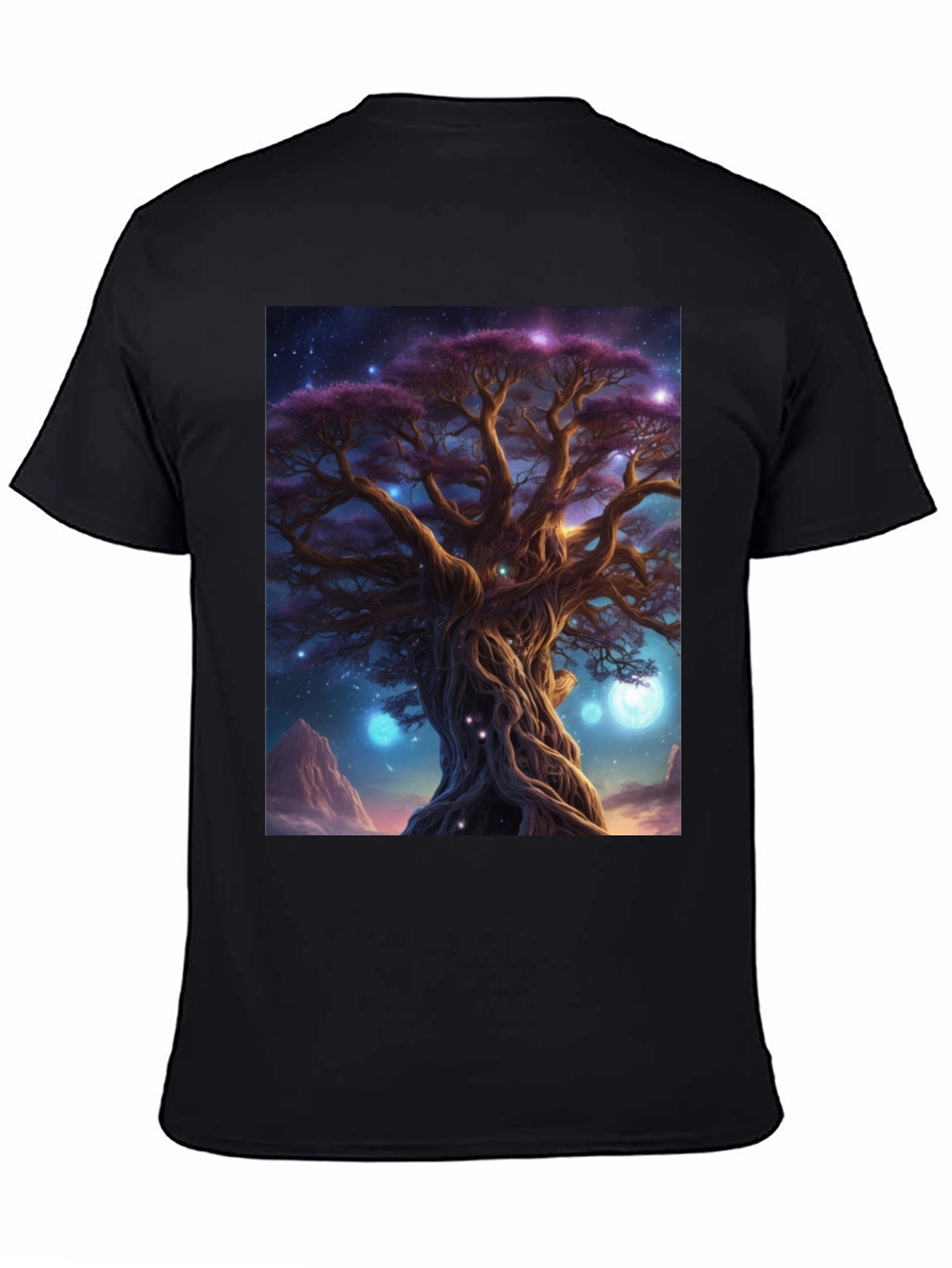 Mystic Tree Graphic Tee - Black Cotton Blend