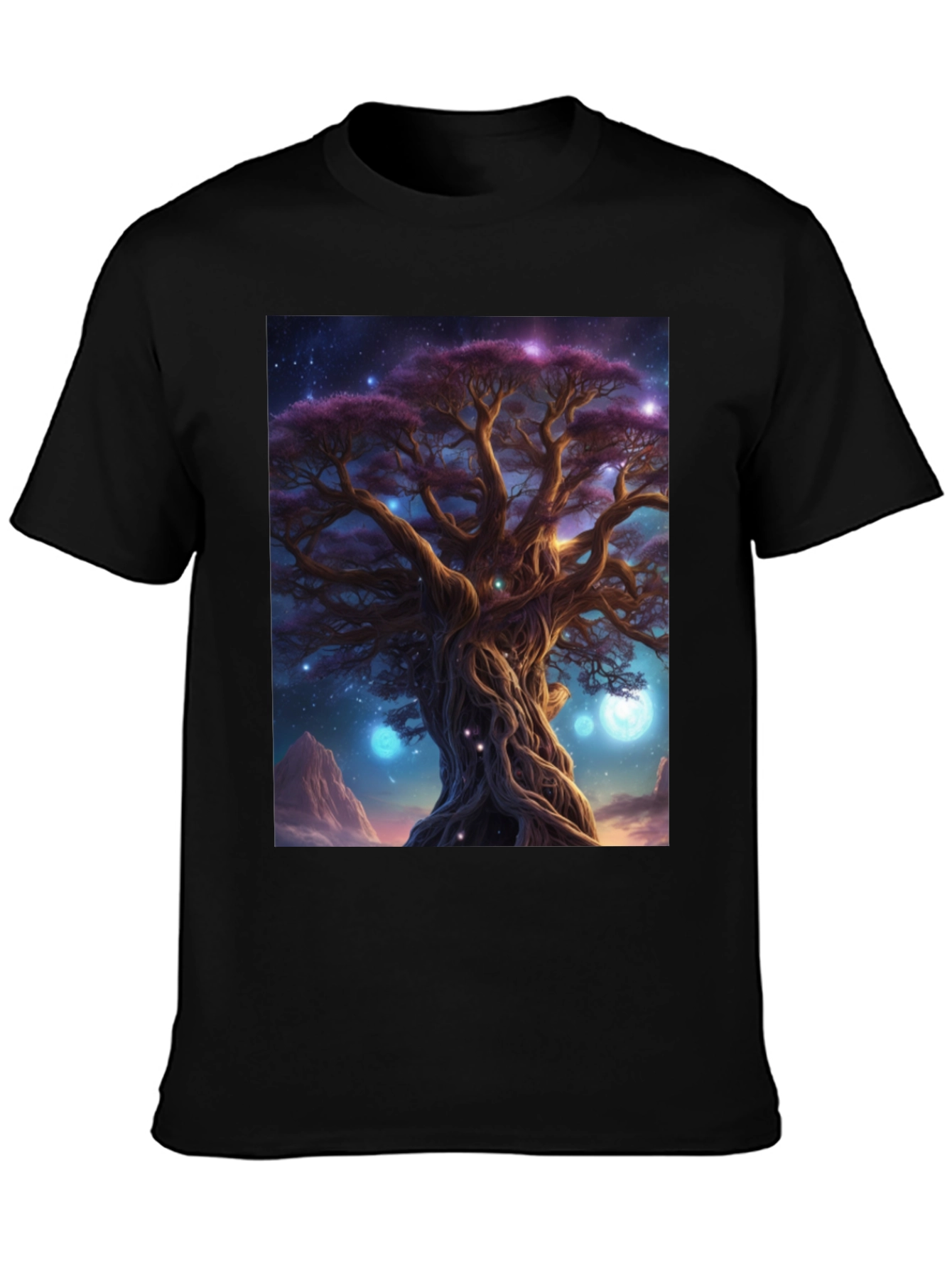 Mystic Tree Graphic Tee - Black Cotton Blend