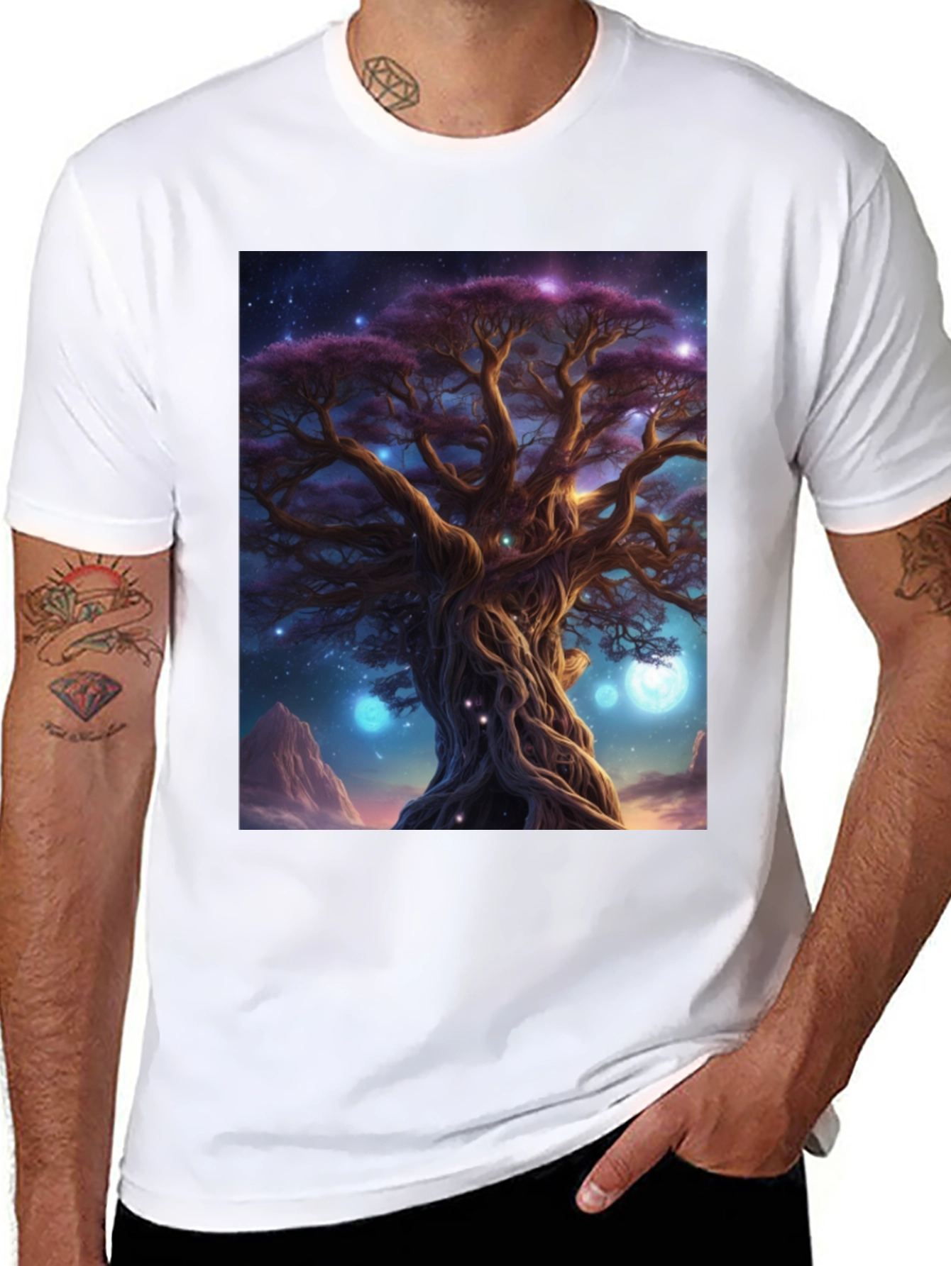 Mystic Tree Graphic Tee - Black Cotton Blend