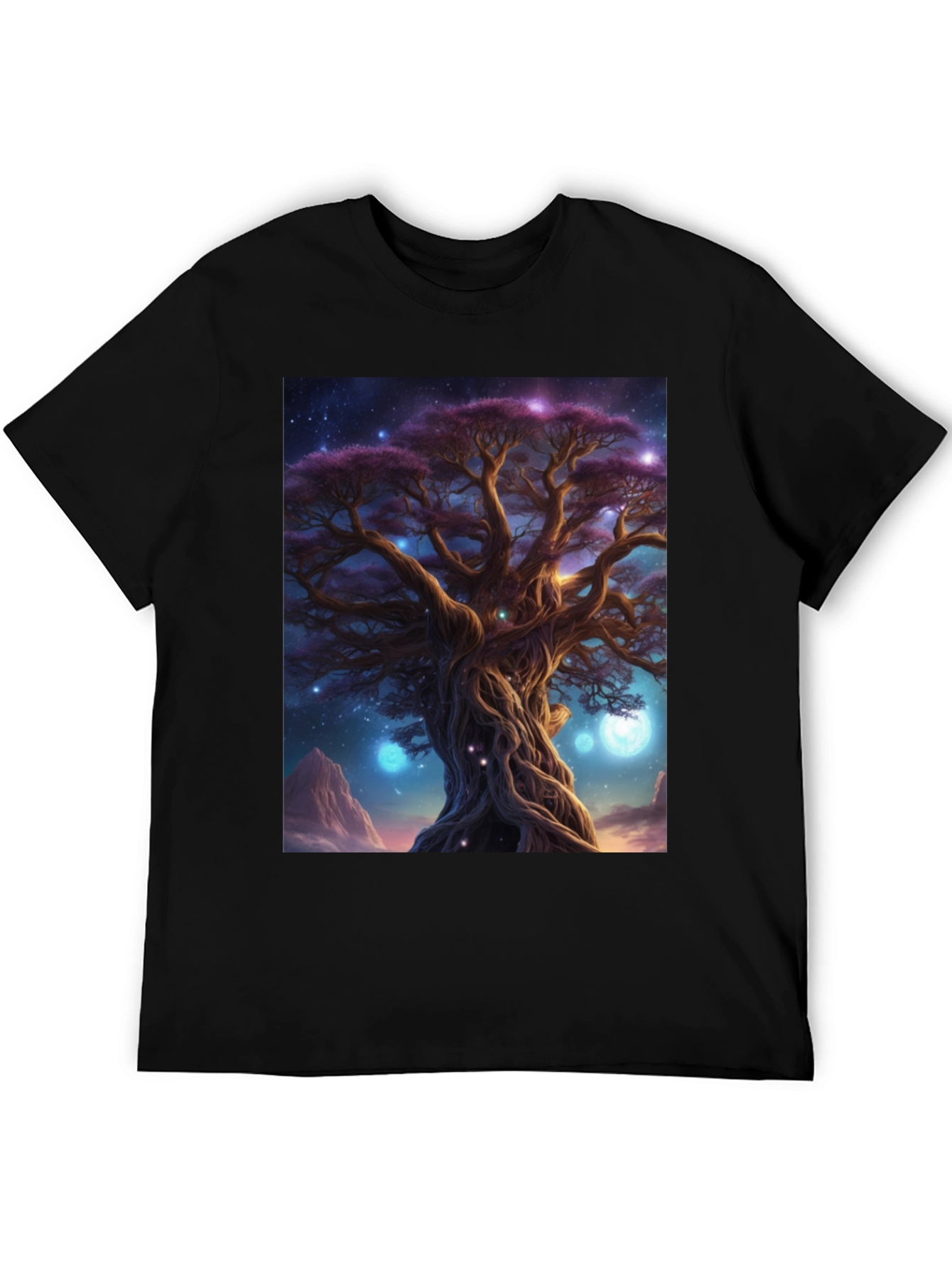 Mystic Tree Graphic Tee - Black Cotton Blend