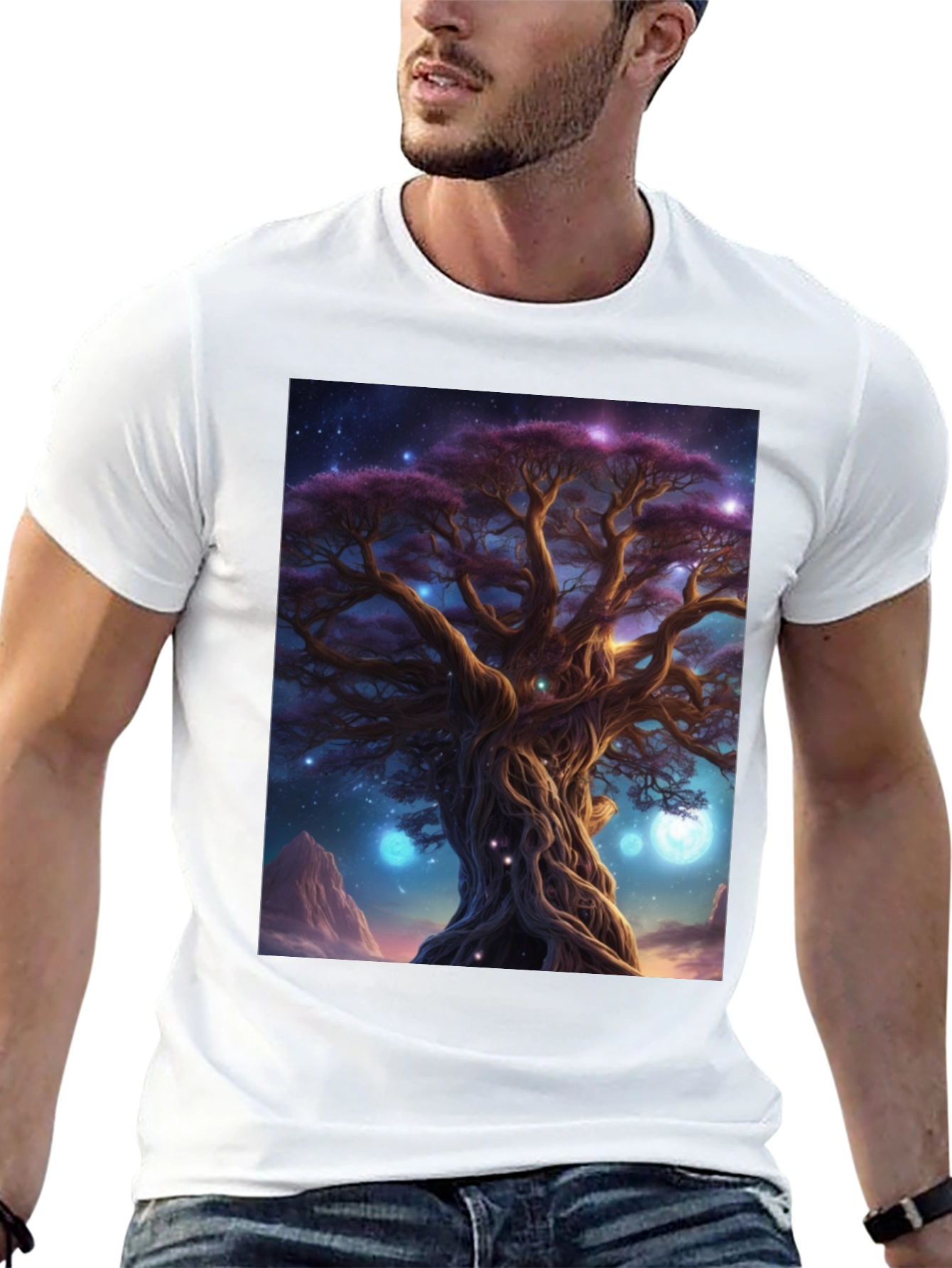 Mystic Tree Graphic Tee - Black Cotton Blend