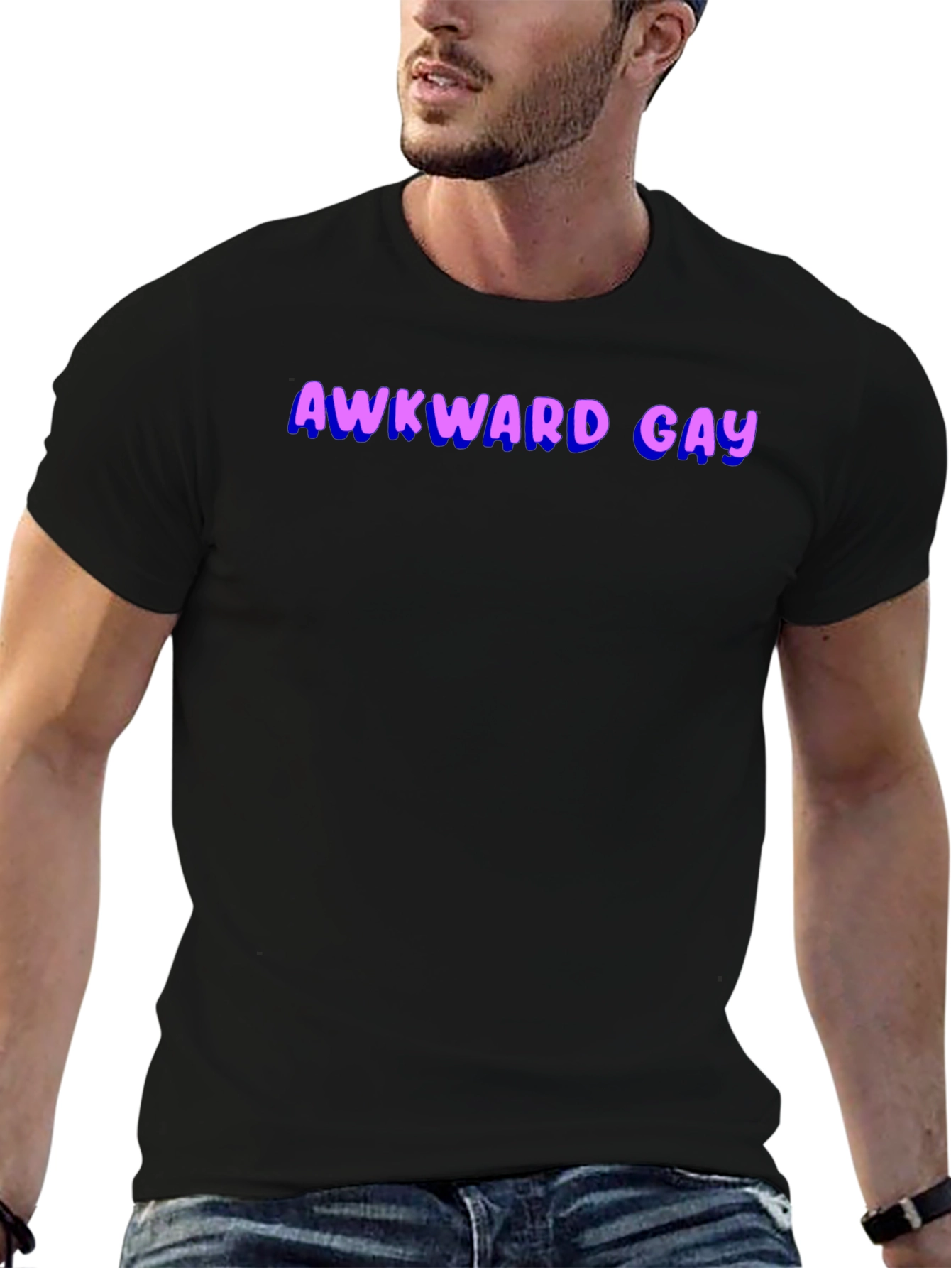 Awkward Gay Graphic T-Shirt - Black
