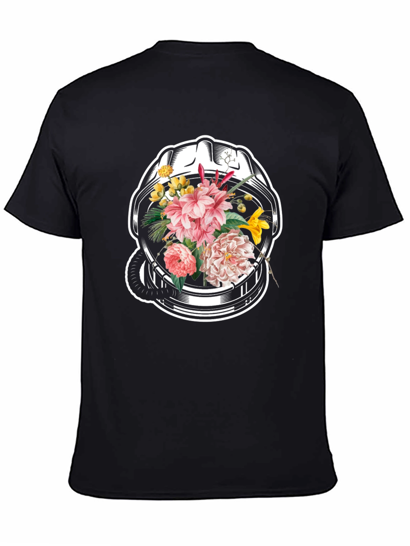 Floral Astronaut Helmet Graphic Tee - Unique Design