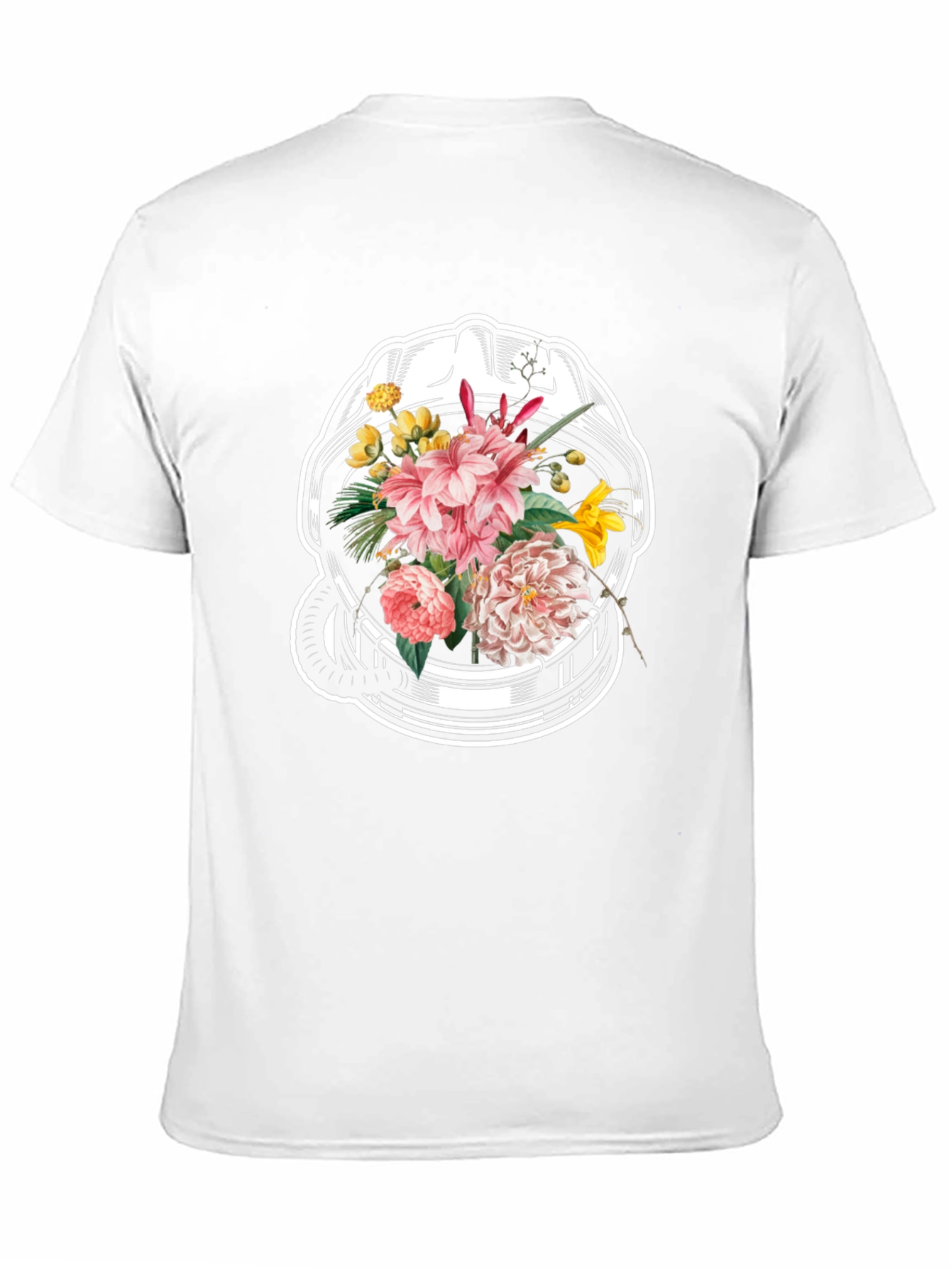 Floral Astronaut Helmet Graphic Tee - Unique Design