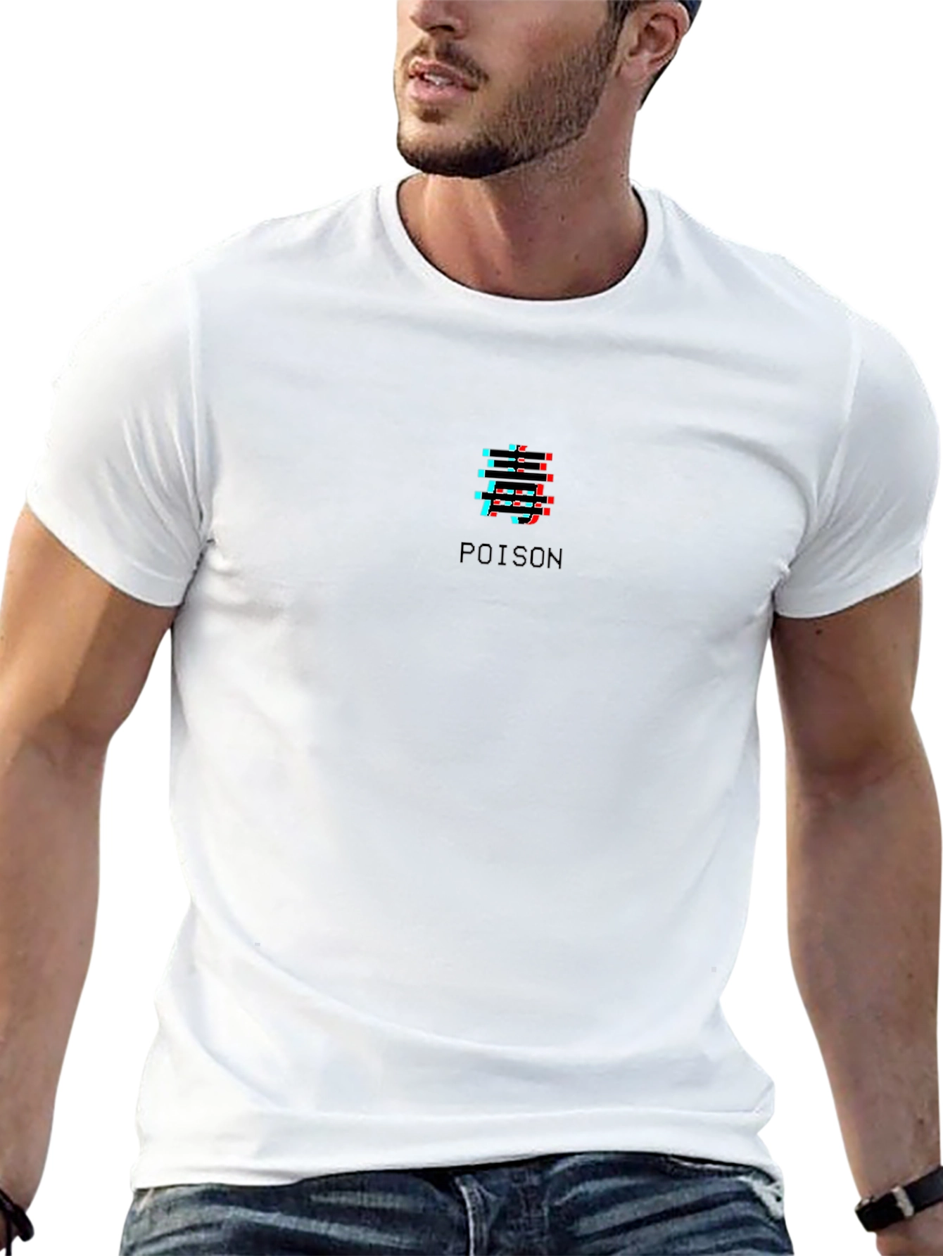 Poison Glitch Graphic Black T-Shirt
