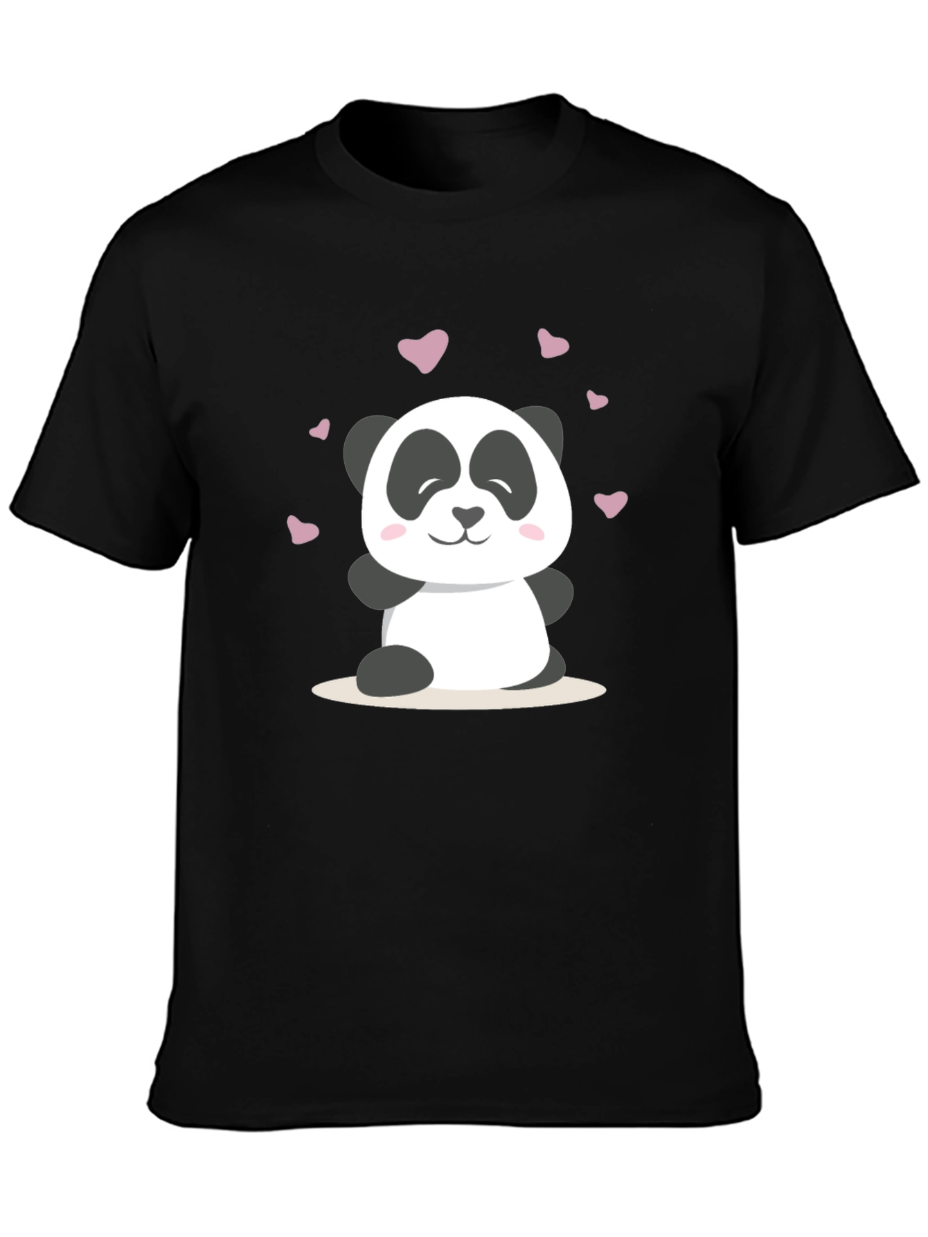 Cute Panda Heart Graphic T-Shirt - Soft Black Tee
