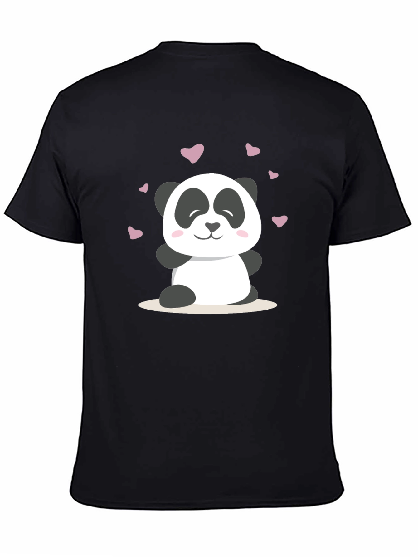 Cute Panda Heart Graphic T-Shirt - Soft Black Tee