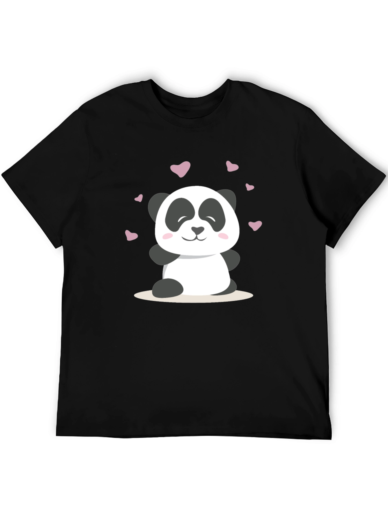 Cute Panda Heart Graphic T-Shirt - Soft Black Tee