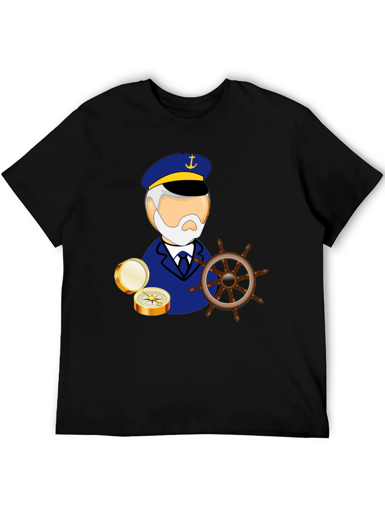 Nautical Captain Graphic Black T-Shirt