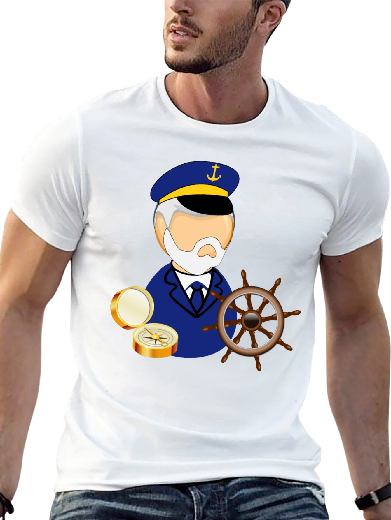 Nautical Captain Graphic Black T-Shirt