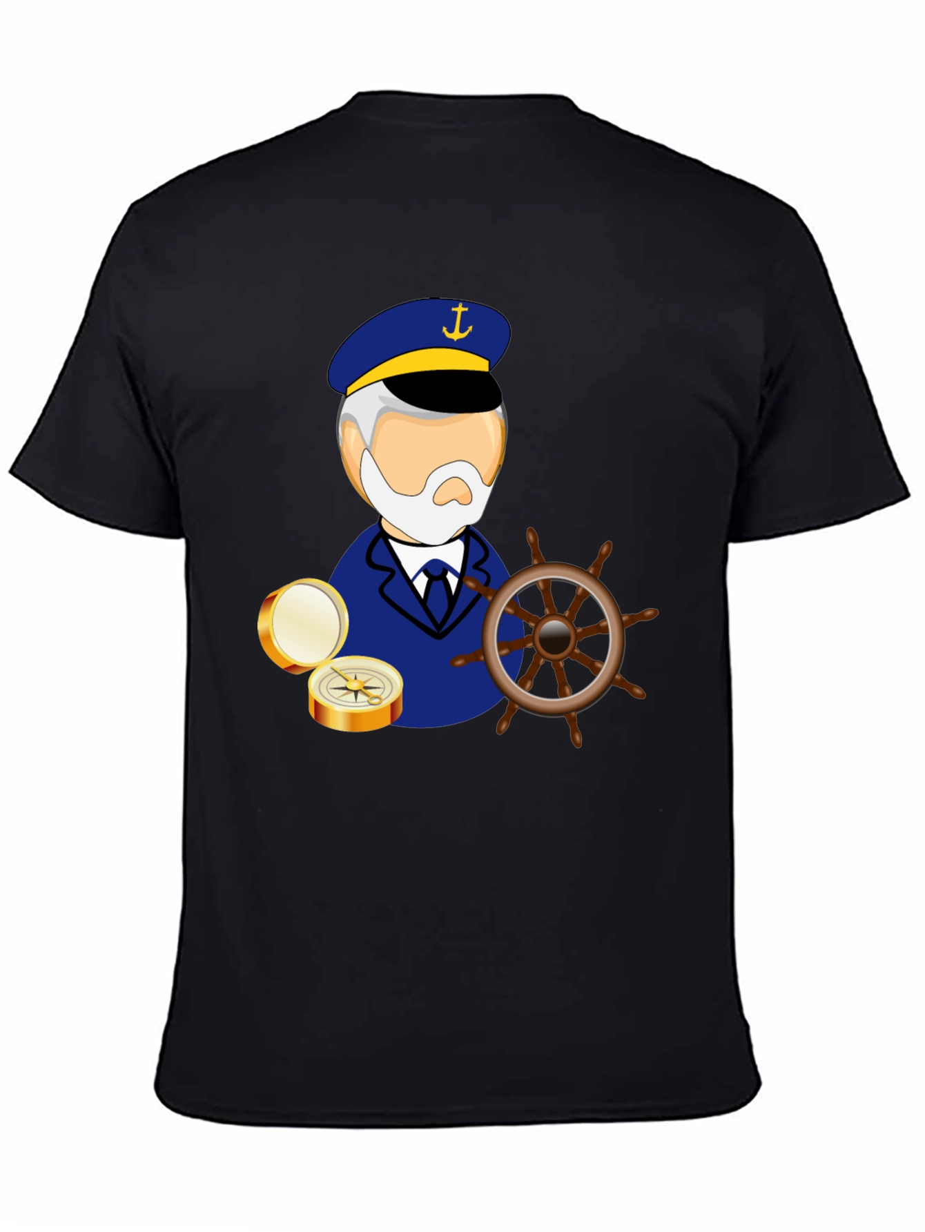 Nautical Captain Graphic Black T-Shirt