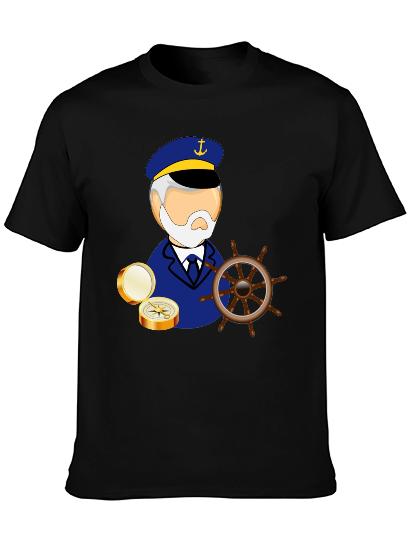 Nautical Captain Graphic Black T-Shirt
