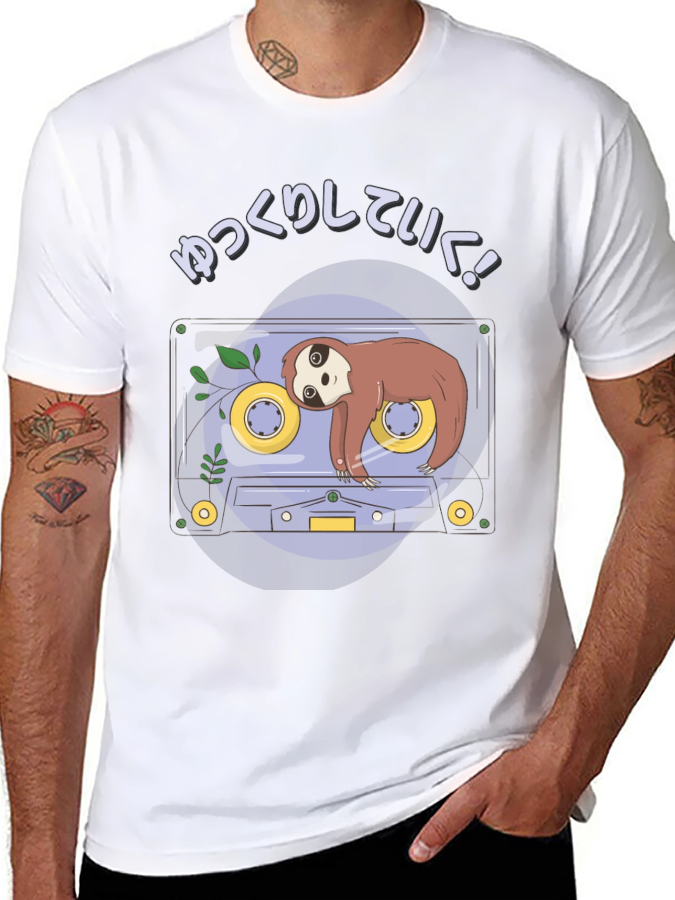 Sloth Tape Cassette T-Shirt - Relaxing Aesthetic