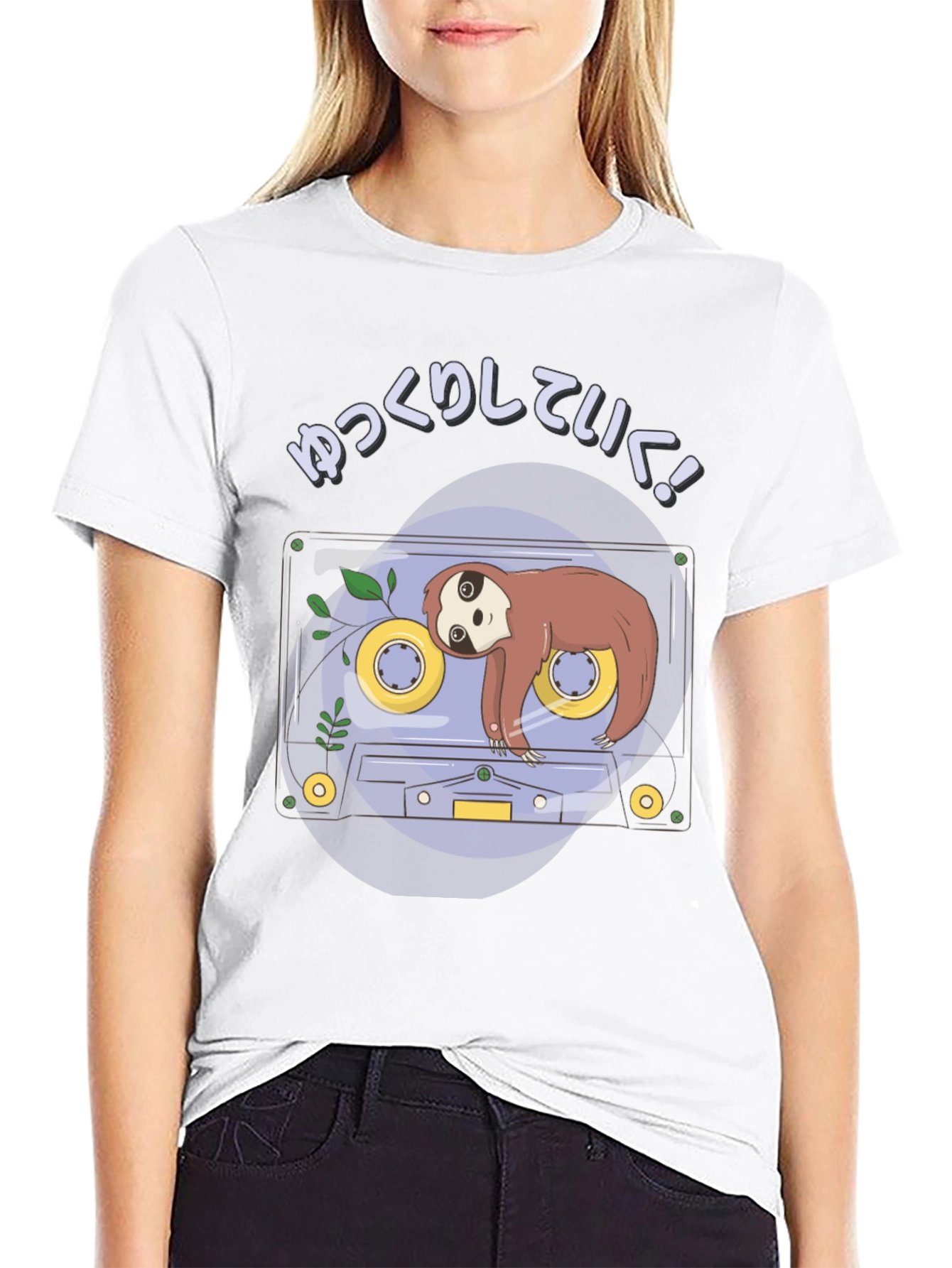 Sloth Tape Cassette T-Shirt - Relaxing Aesthetic