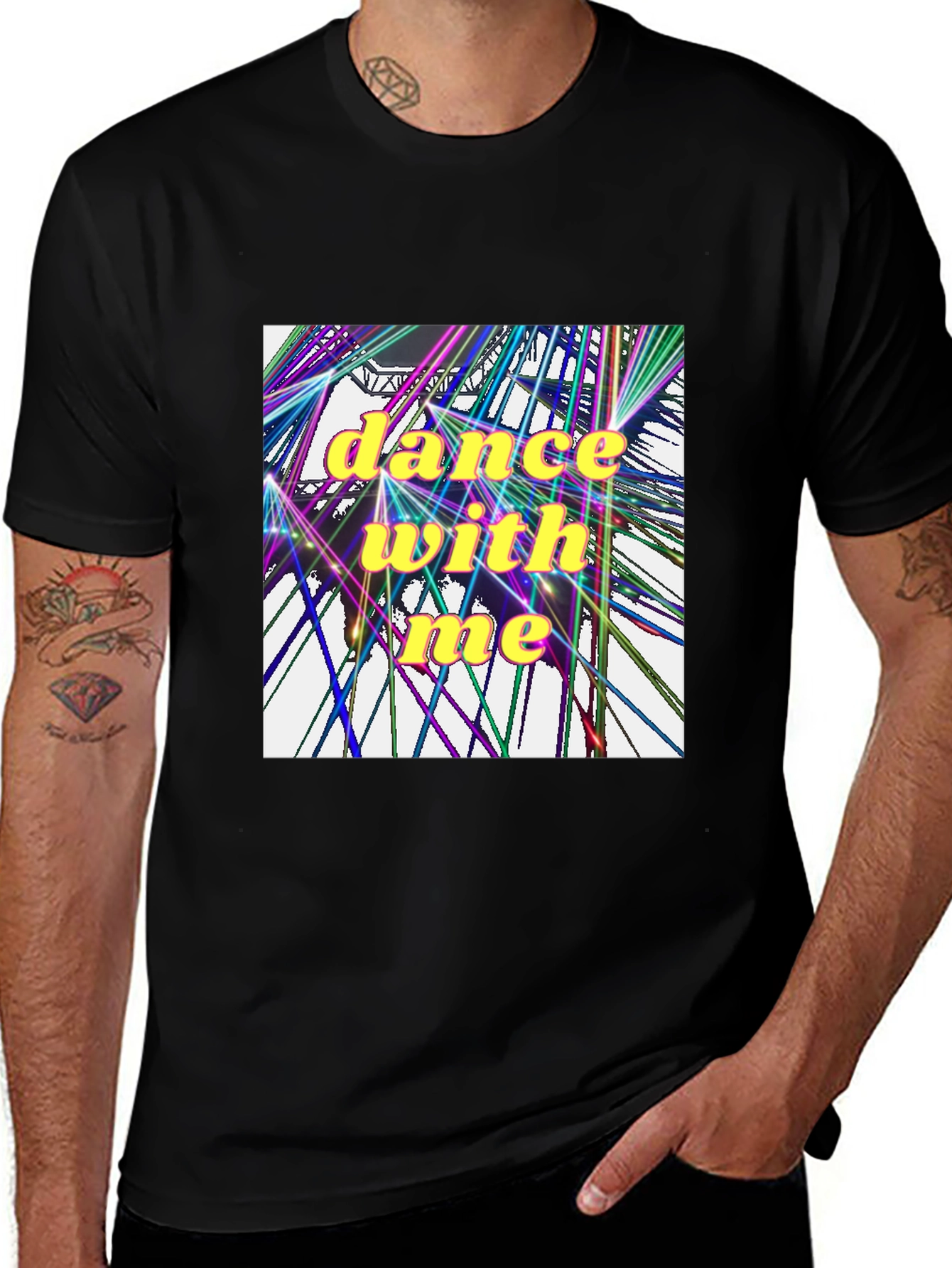 Dance With Me Graphic Tee - Black Cotton T-Shirt
