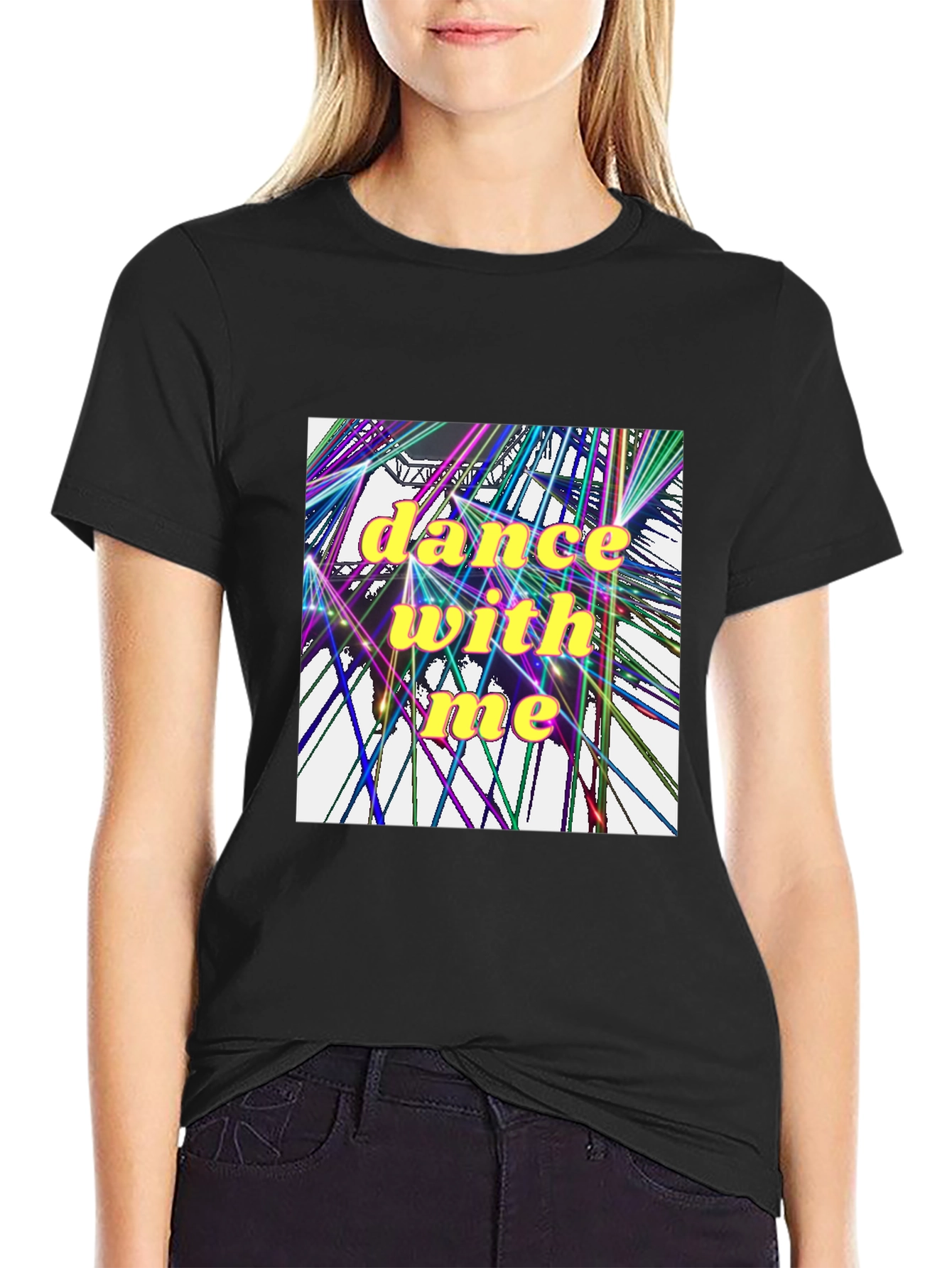 Dance With Me Graphic Tee - Black Cotton T-Shirt