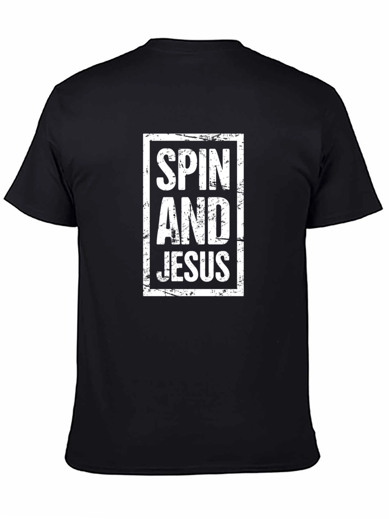 Spin and Jesus Graphic Tee - Black Cotton T-Shirt
