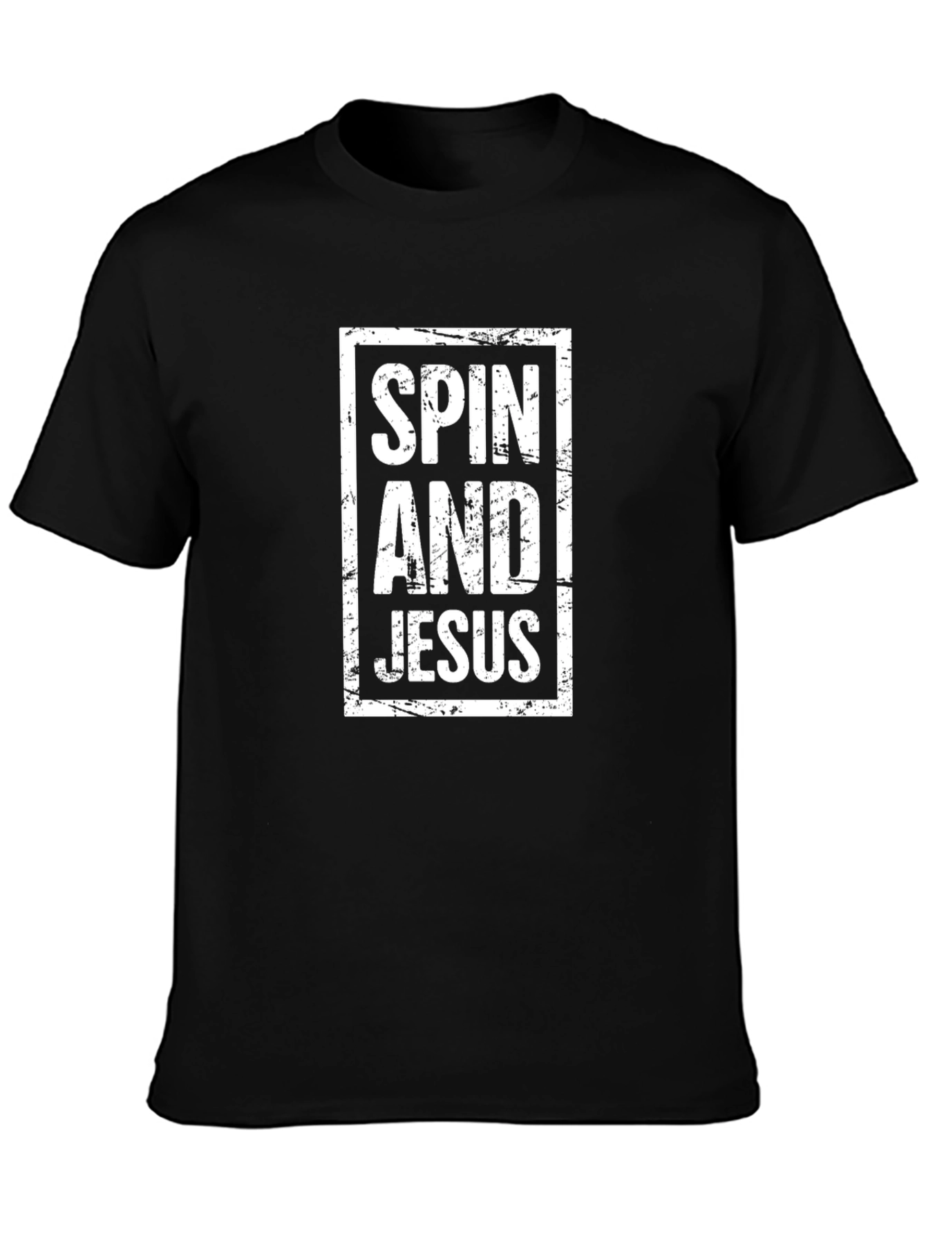 Spin and Jesus Graphic Tee - Black Cotton T-Shirt
