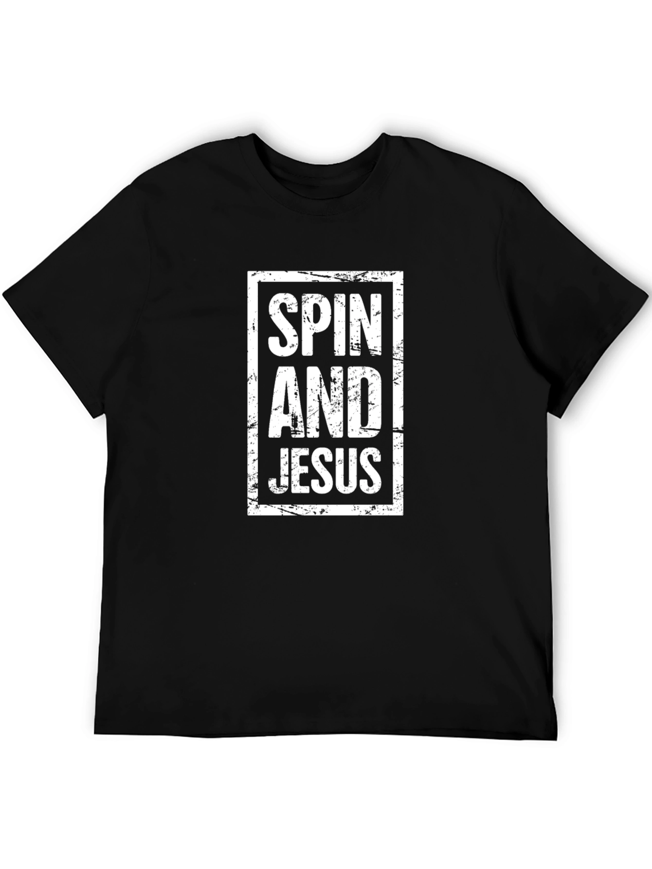 Spin and Jesus Graphic Tee - Black Cotton T-Shirt