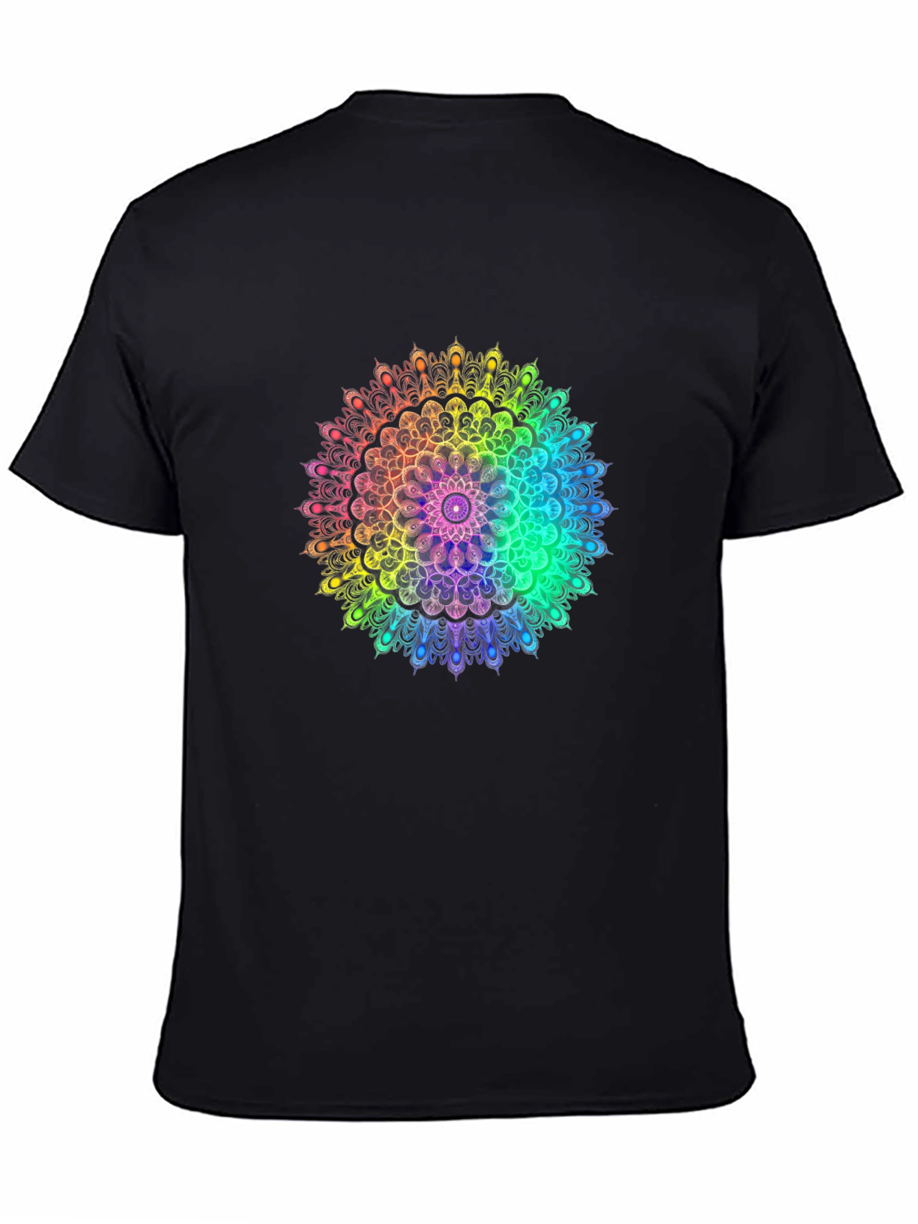 Rainbow Mandala Graphic Black T-Shirt