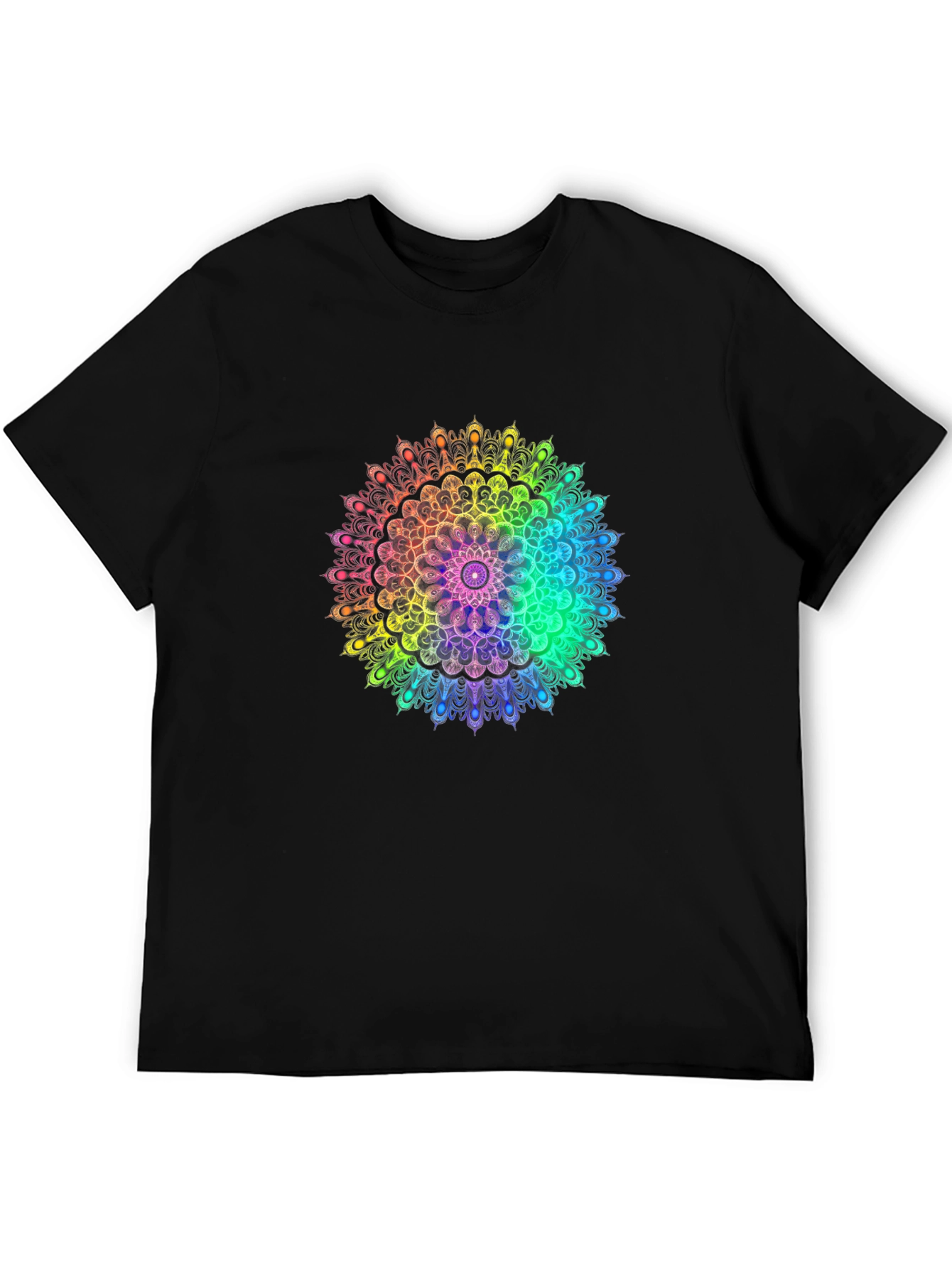 Rainbow Mandala Graphic Black T-Shirt