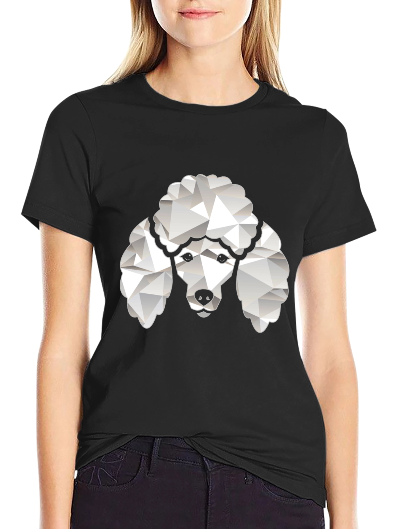 Poodle Graphic Tee - Black Crew Neck T-Shirt