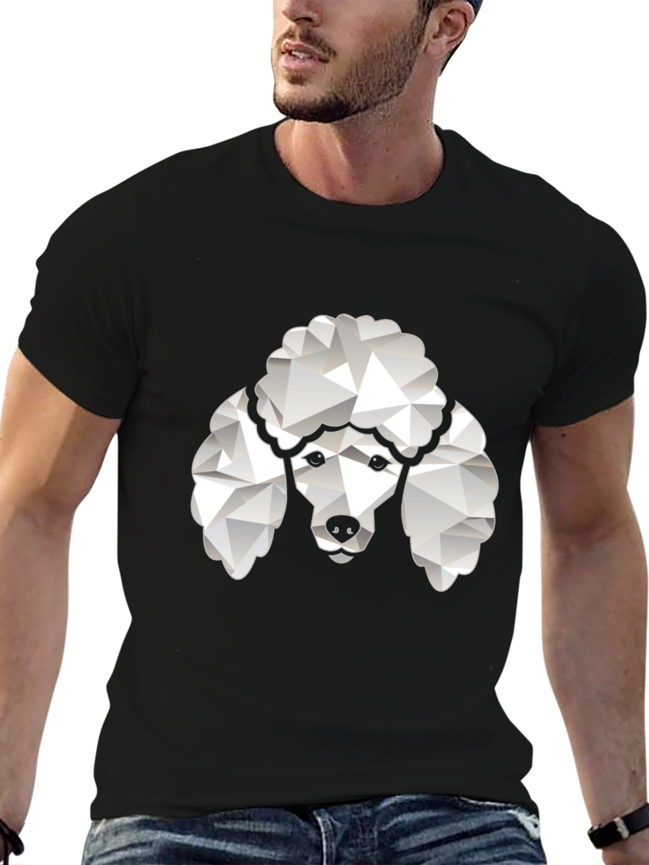 Poodle Graphic Tee - Black Crew Neck T-Shirt