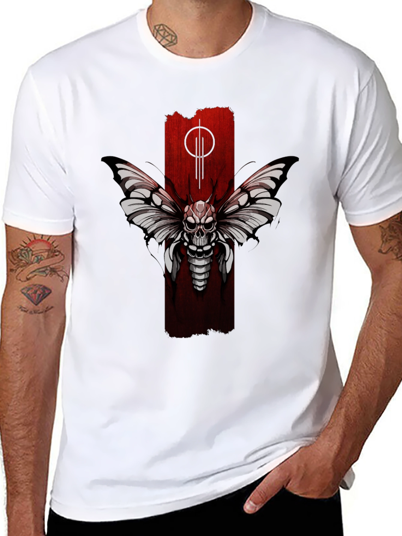 Skull Moth Graphic Tee - Black
