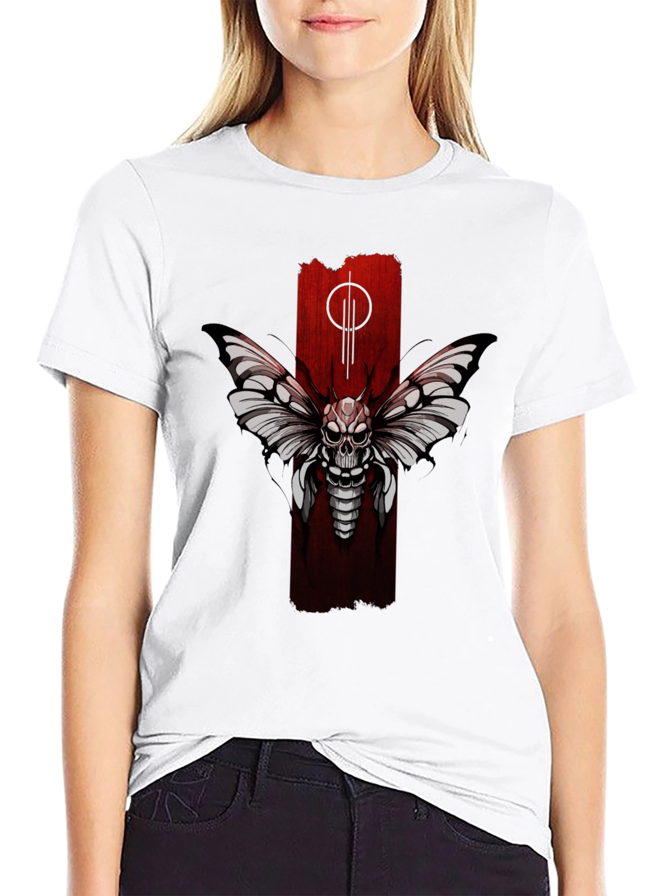Skull Moth Graphic Tee - Black