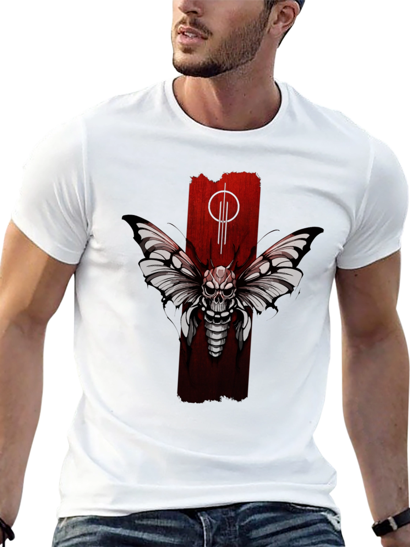 Skull Moth Graphic Tee - Black