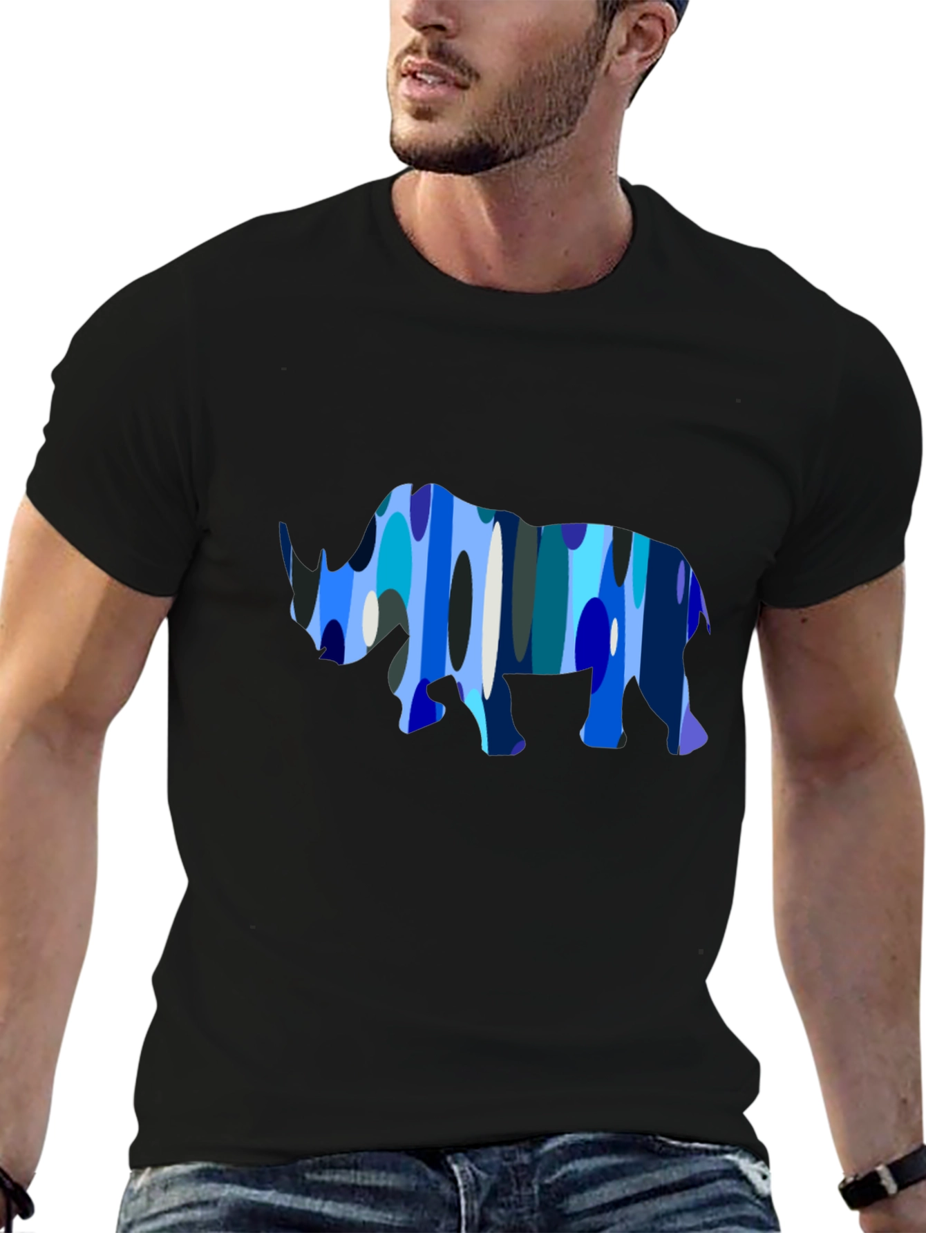 Abstract Rhino Graphic Tee - Mens Black T-Shirt