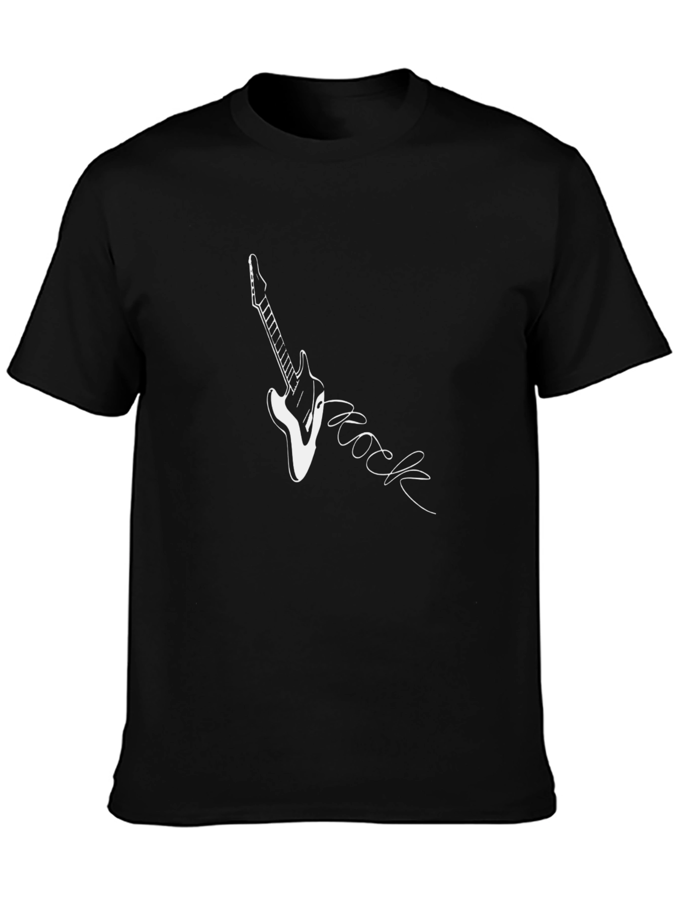 Rock Guitar Graphic Tee - Black Cotton T-Shirt