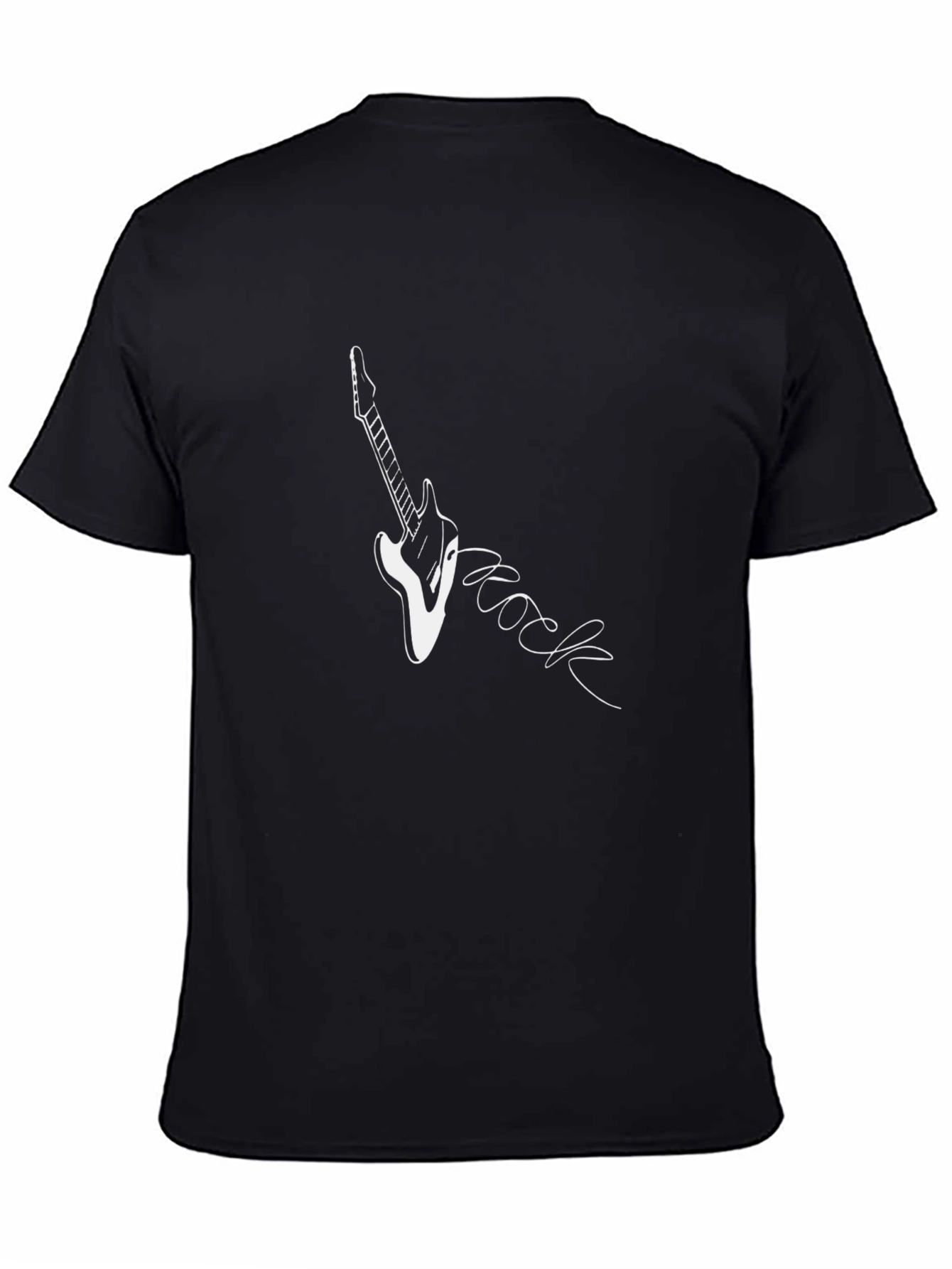 Rock Guitar Graphic Tee - Black Cotton T-Shirt